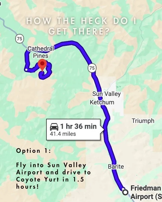 A little travel breakdown for those wondering how to get to the Coyote Yurt Retreat:

✈️ Richmond &rarr; Boise: around $400 ✈️ Richmond &rarr; Sun Valley: around $500 ✈️ Denver &rarr; Boise: around $200 direct (only 2-hour flight) ✈️ Denver &rarr; Su