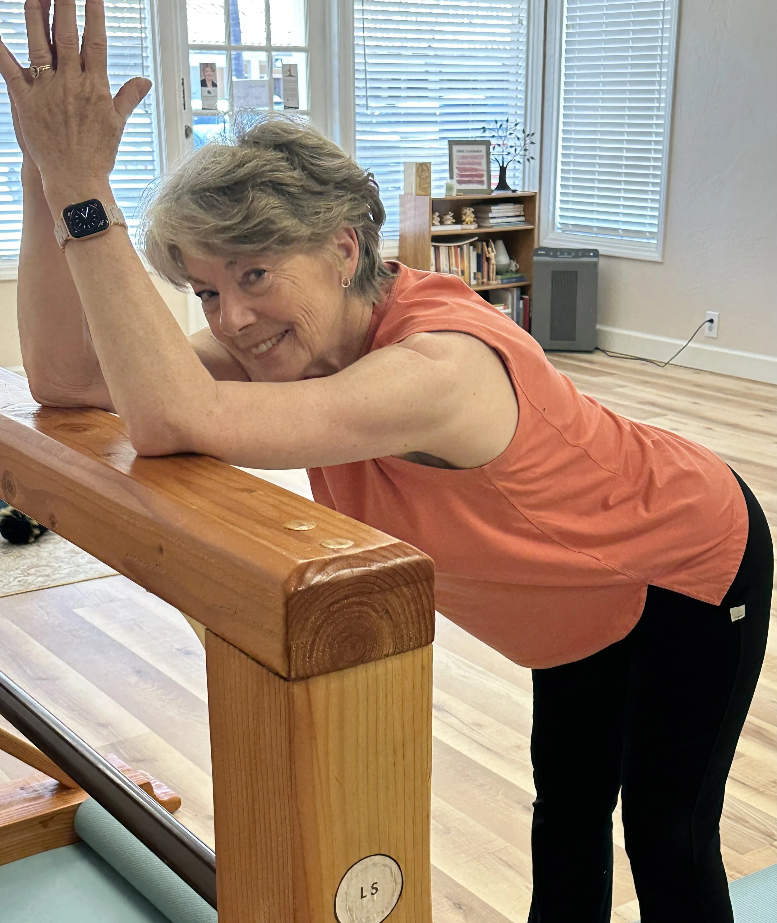 Stretching the shoulders.