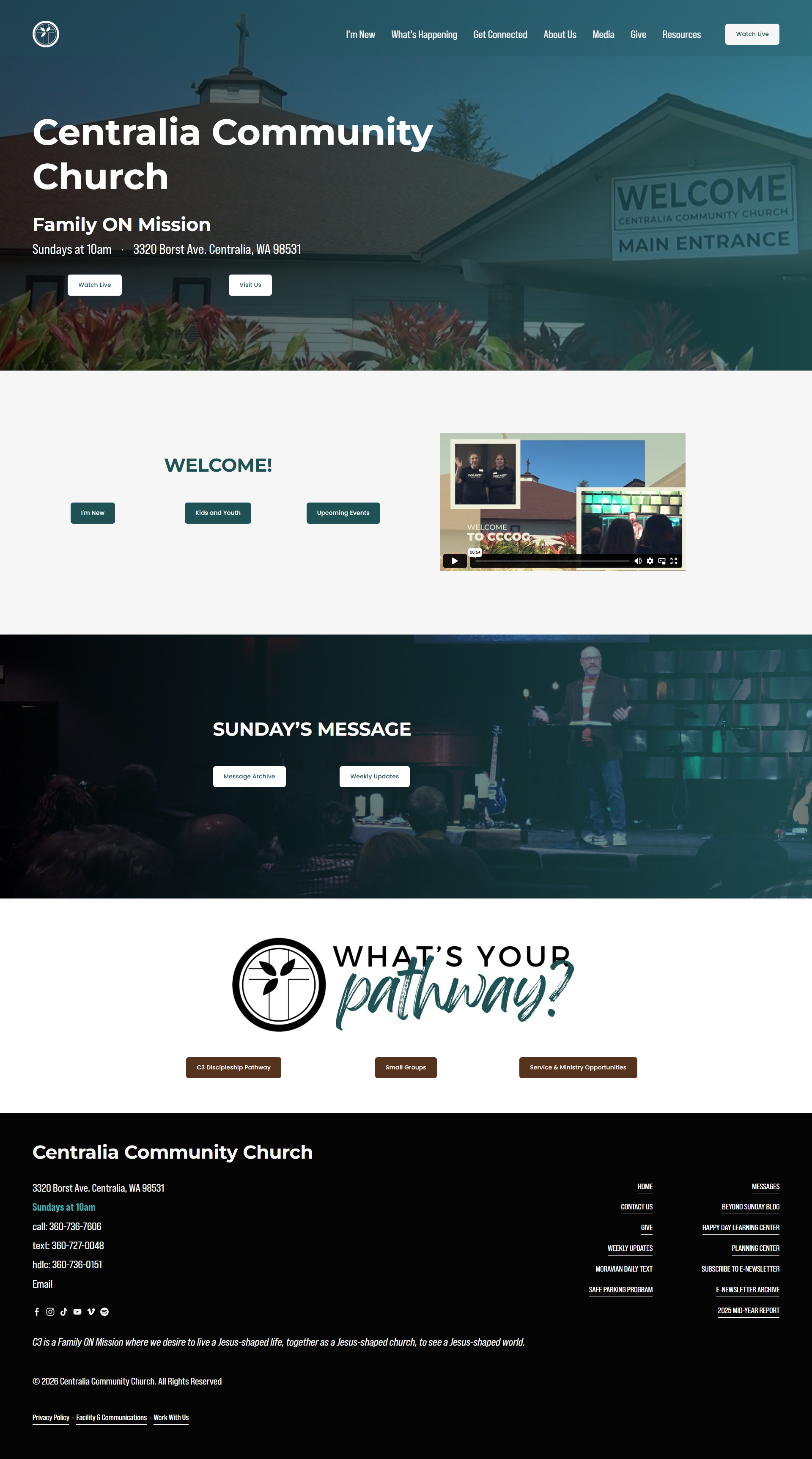 Screenshot of Centralia Community Church home page