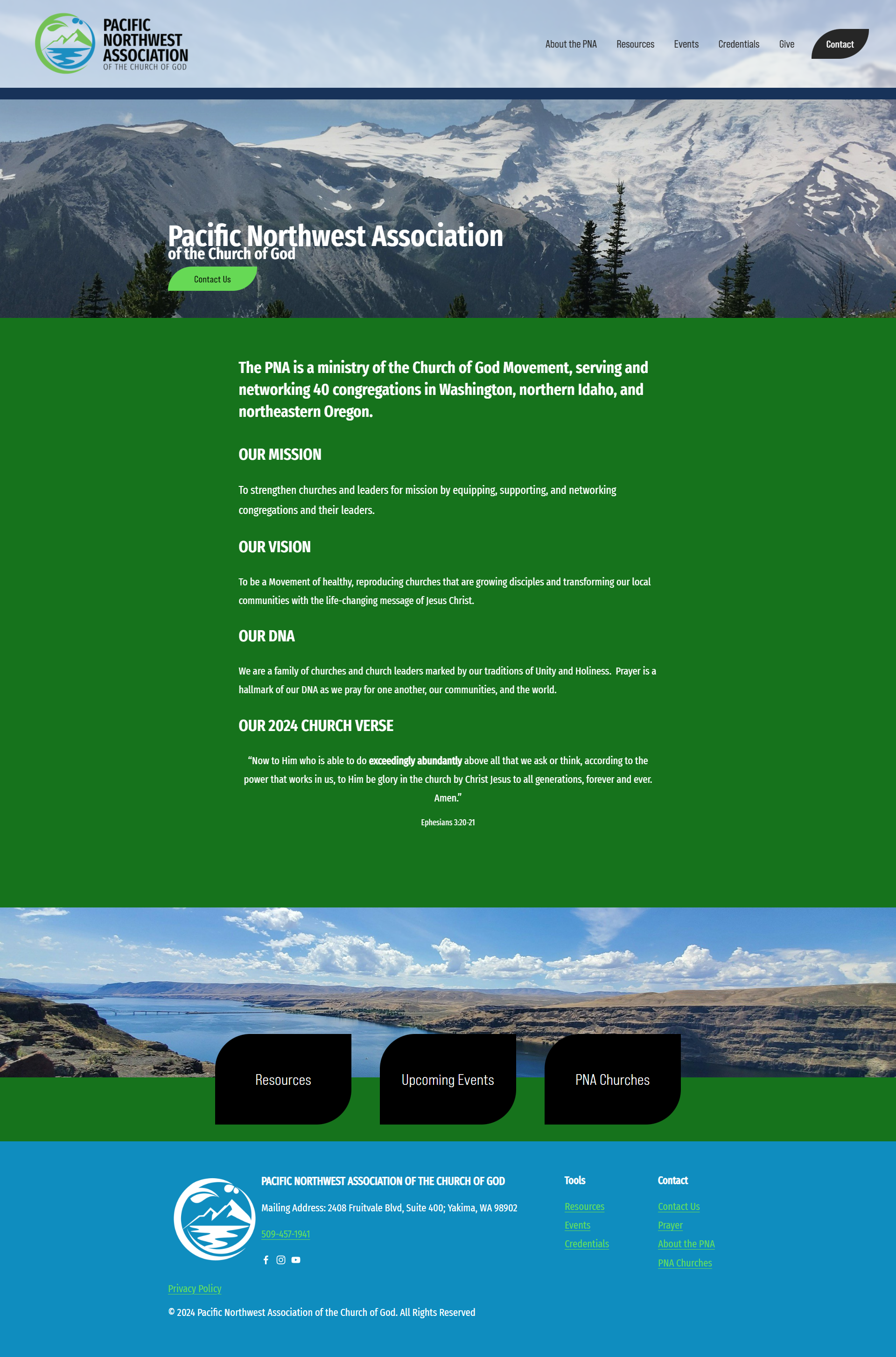 Screenshot of PNA Home Page