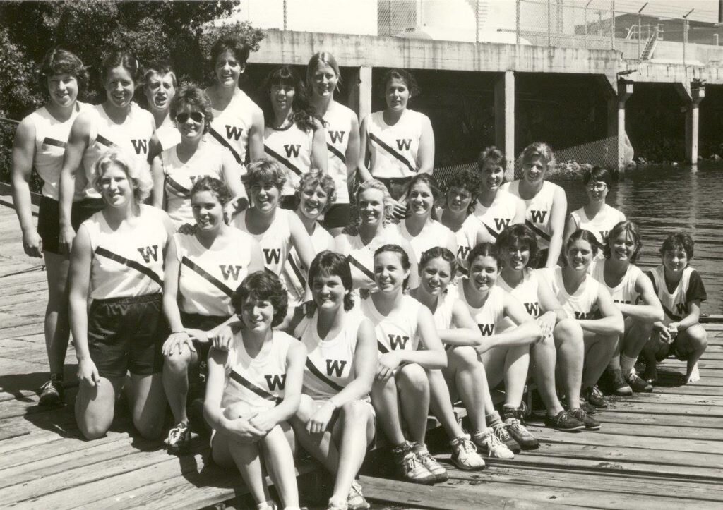  1982 University of Washington women’s team. Nevin is front row, third from right. 