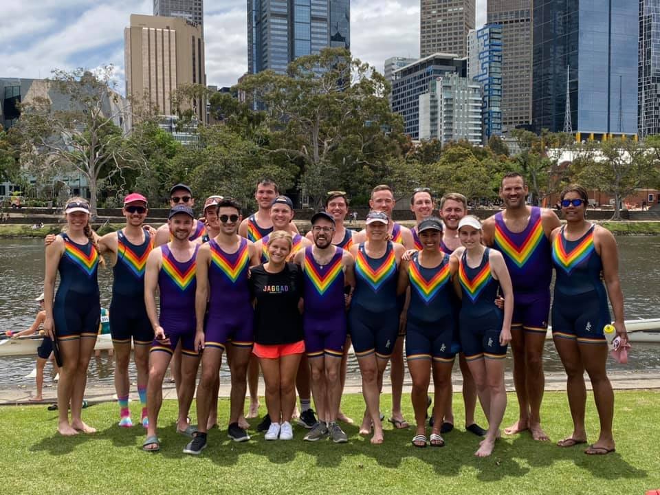  The Melbourne Argonauts in their alternative Pride racing unis. 