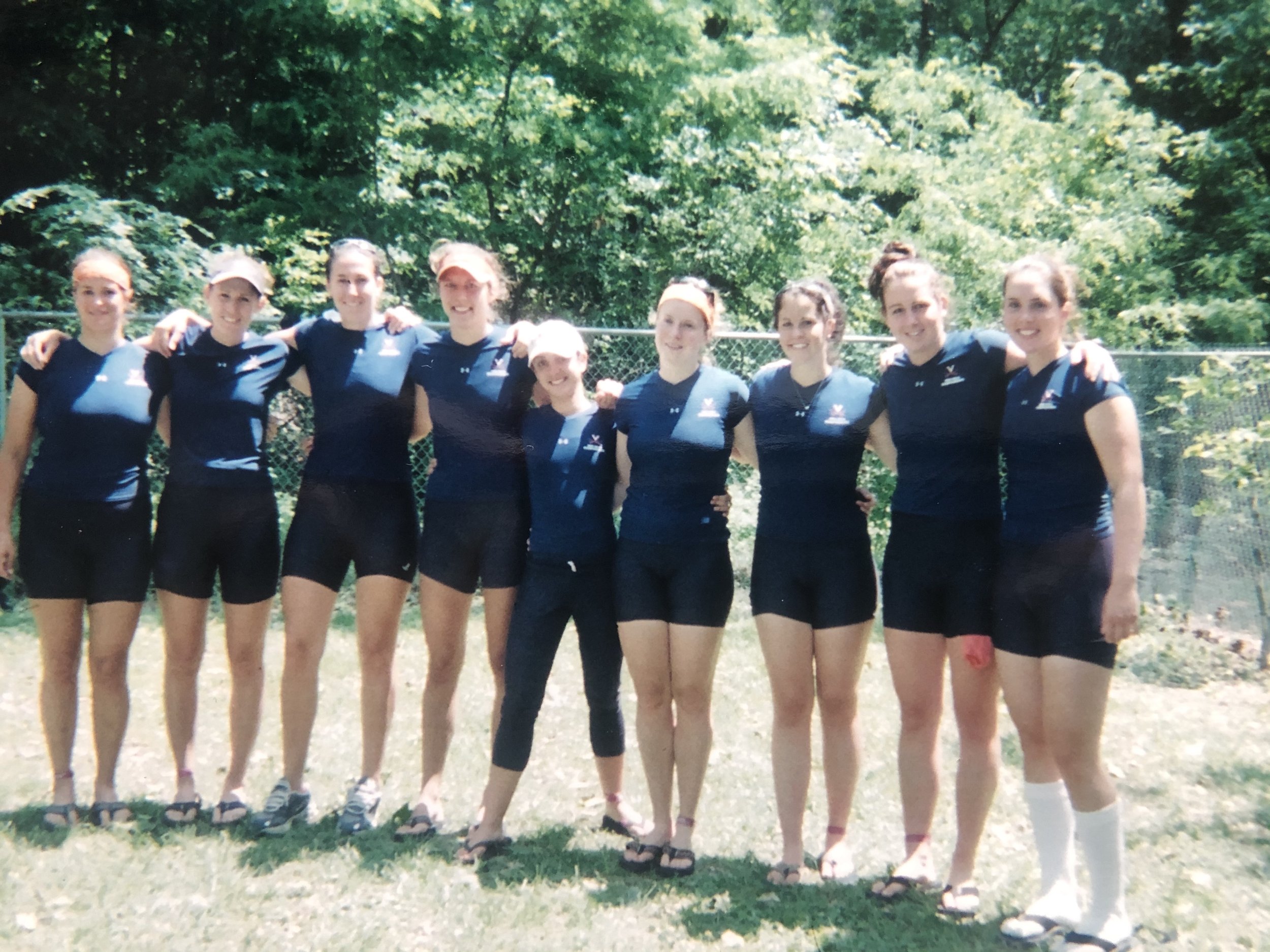  Lindsay, third from left, with her NCAA V8 during her senior year at the University of Virginia. 