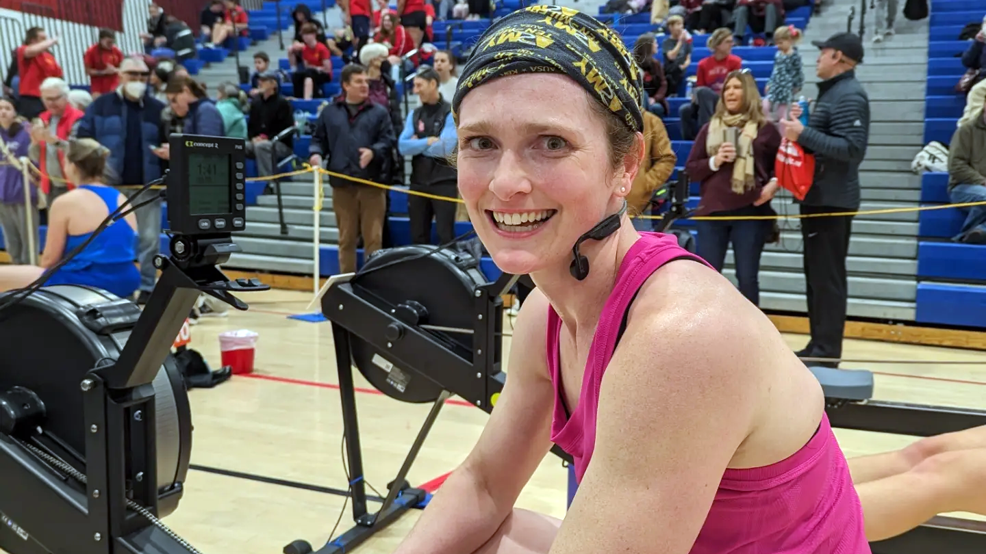  At her first in-person indoor rowing event – 2023 Erg Sprints – Gilbert took home gold in the Open Womens 2k and Open Womens 30 minute. 