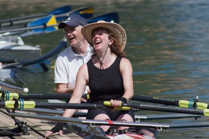 Kate and Pete shove off the dock in a double.