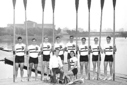 D'Arcy MacMahon (3rd from left) on the Penn Varsity Lightweight crew.