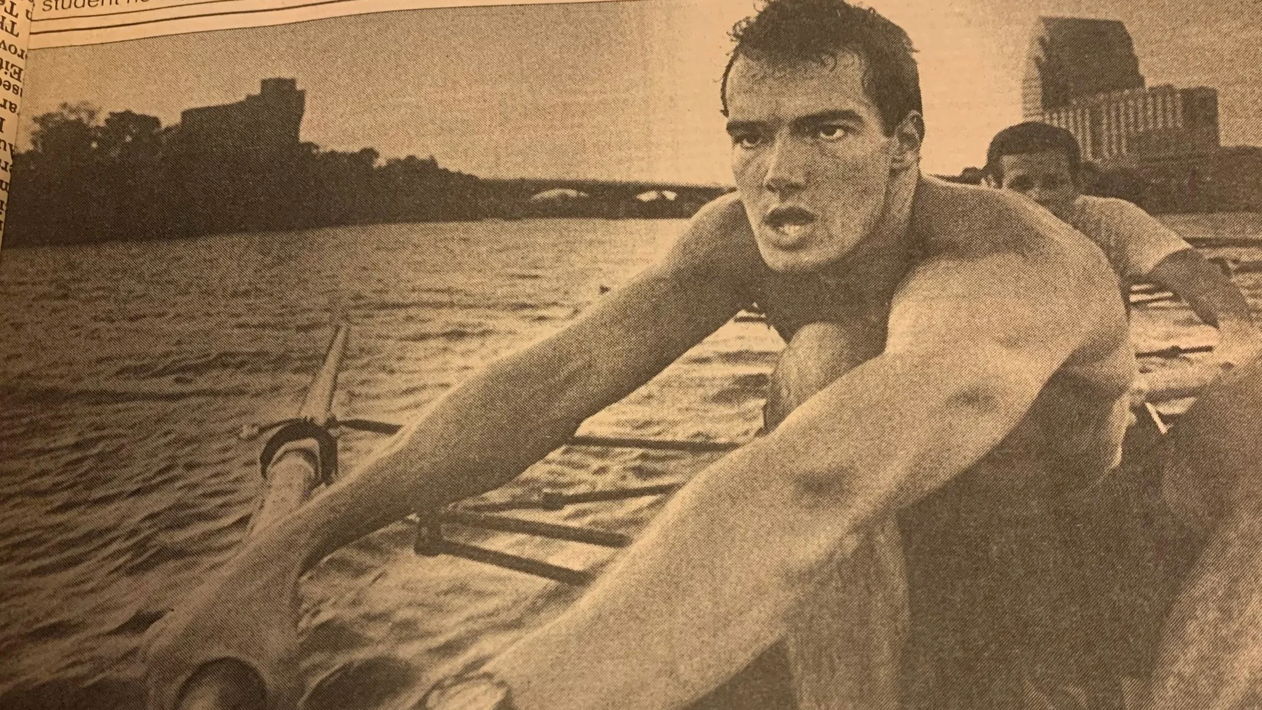 Matt learned to row at the University of Texas, and appeared in the student newspaper in November 1988.