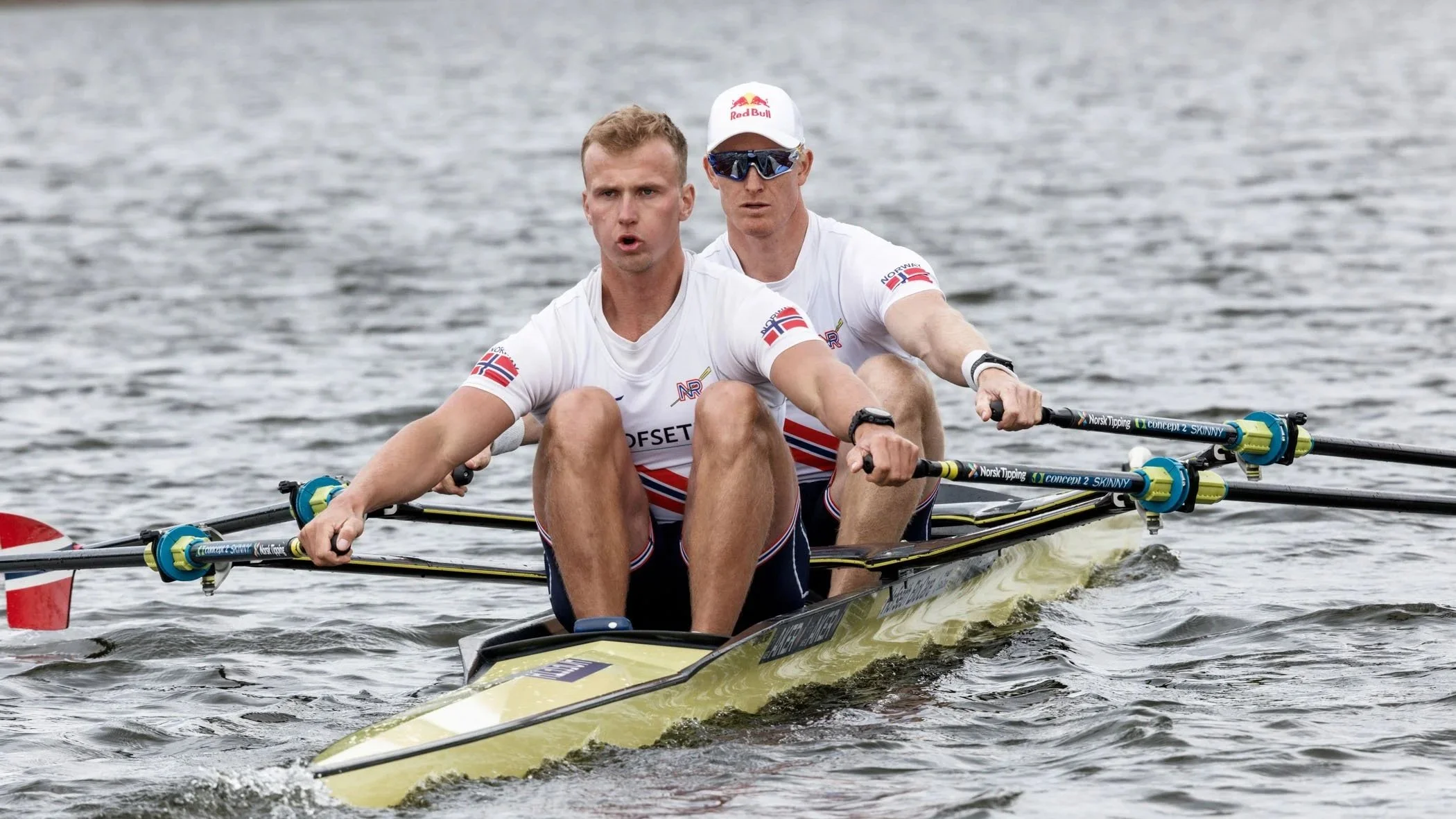 Martin (stroke) and Kjetil Borch represented Norway at the 2024 Olympics in the M2x.