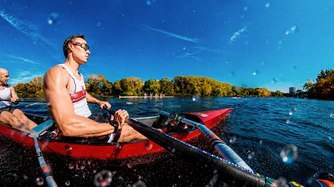 Shane sits stroke seat in a San Diego Rowing Club M8+ at the Head Of The Charles Regatta. 