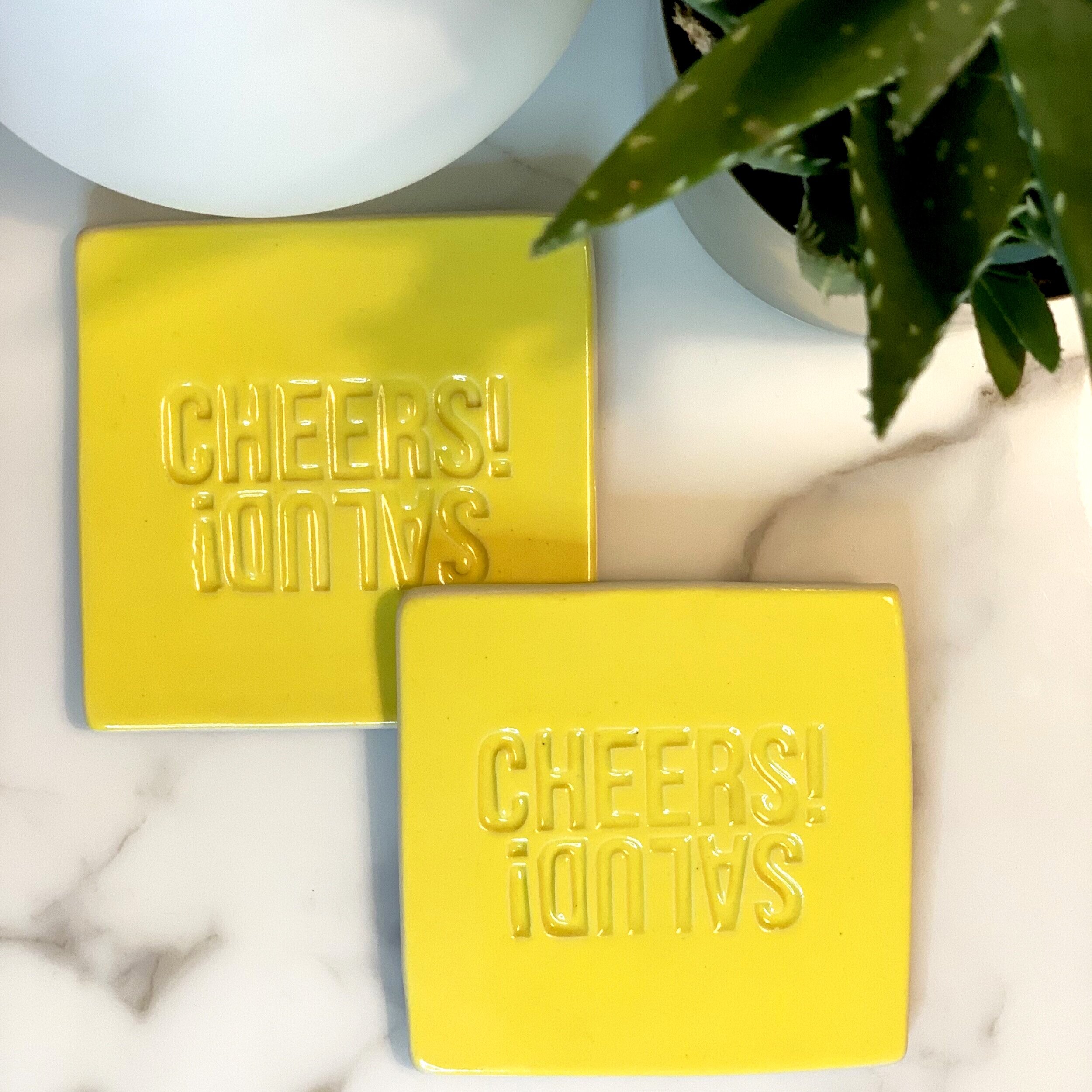 Cheers Salud Coaster Yellow