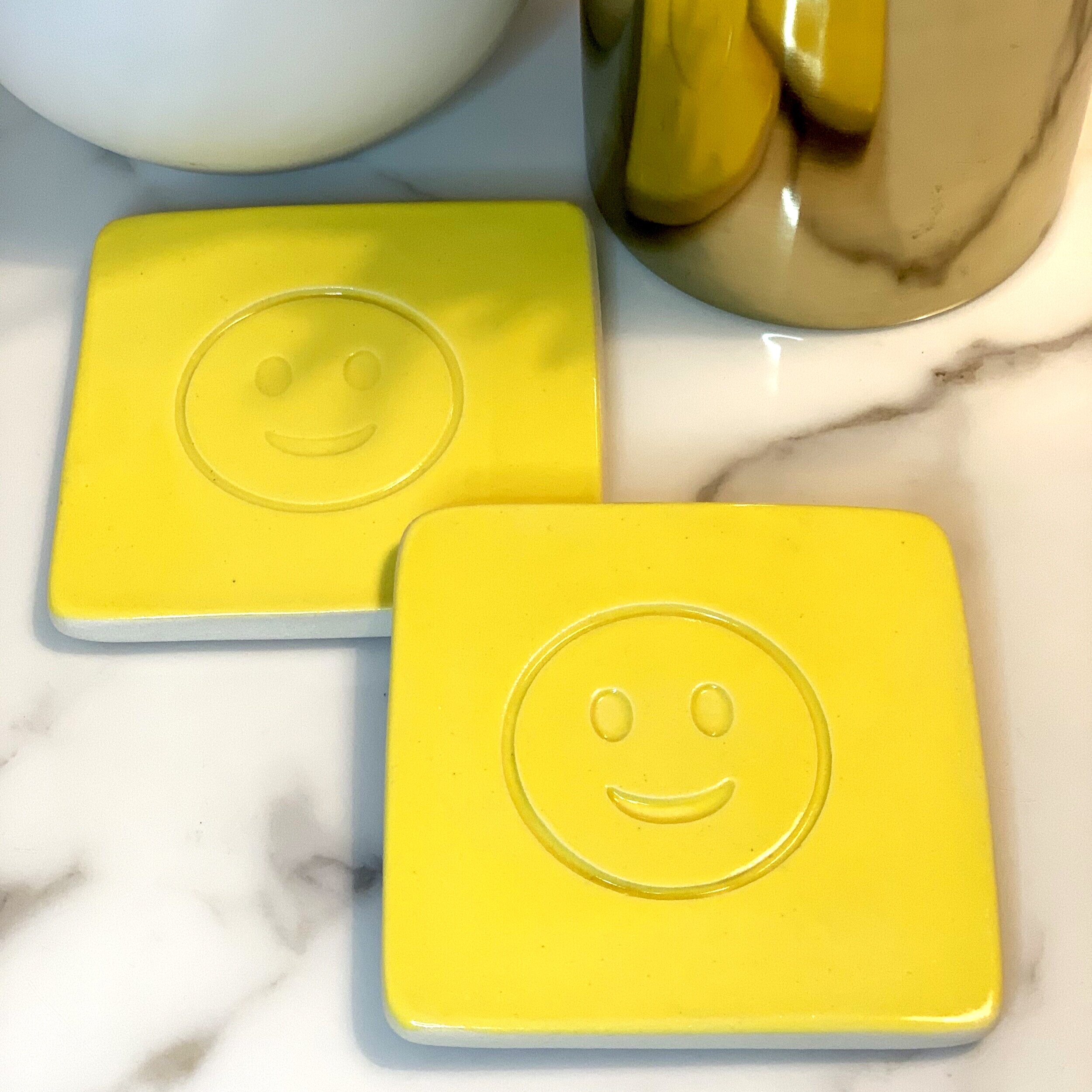 Happy Face Coaster Yellow