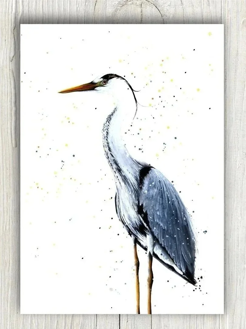 Le Héron, disponible en impression A3 et en carte de voeux A5
