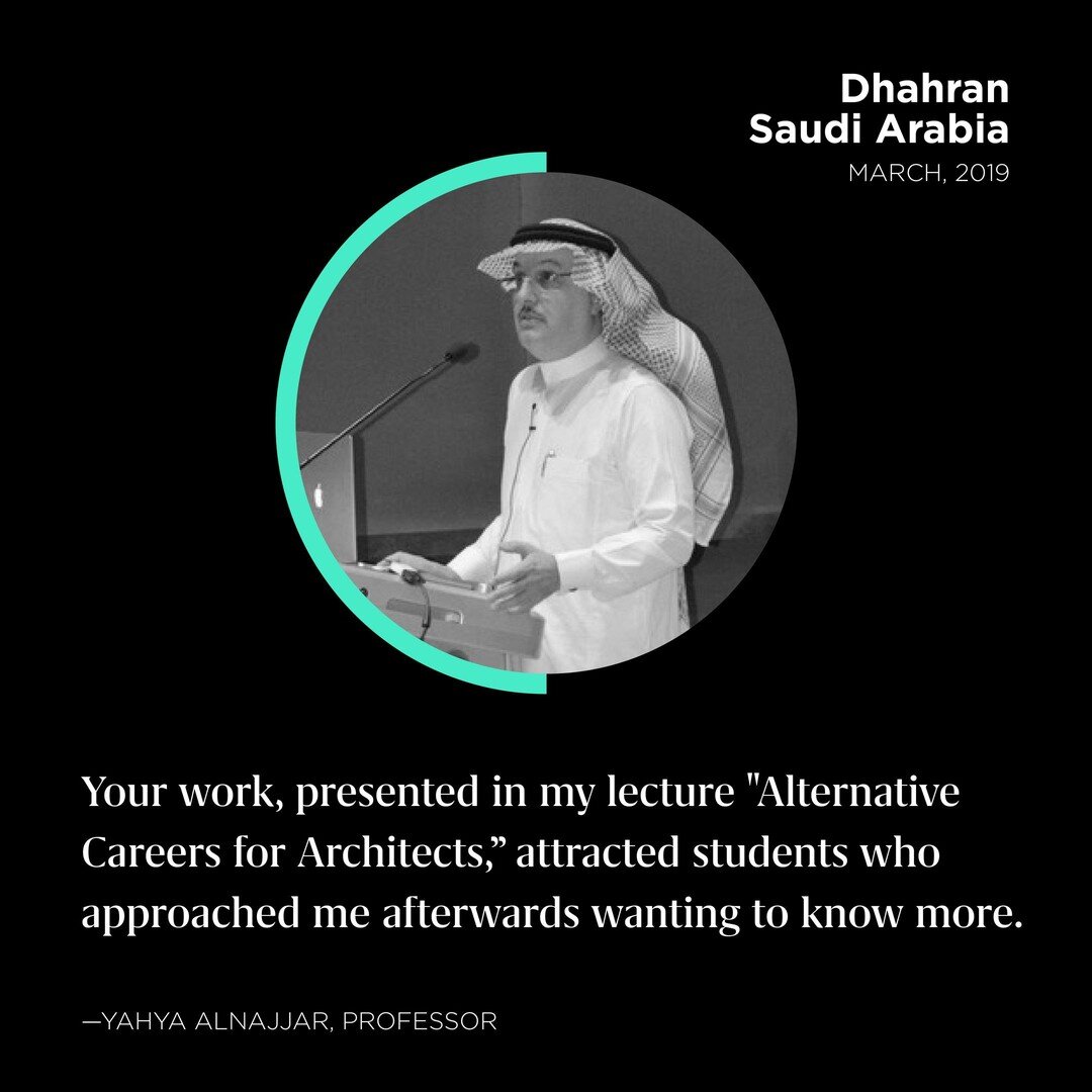 Thank you Professor Yahya Alnajjar for including WHAT THE WHAT in your lecture to the Department of Architecture at King Fahd University of Petroleum and Minerals (KFUPM) in Dhahran, Saudi Arabia. We appreciate your support!⁣
.⁣
.⁣
.⁣
.⁣
@alnajjar375