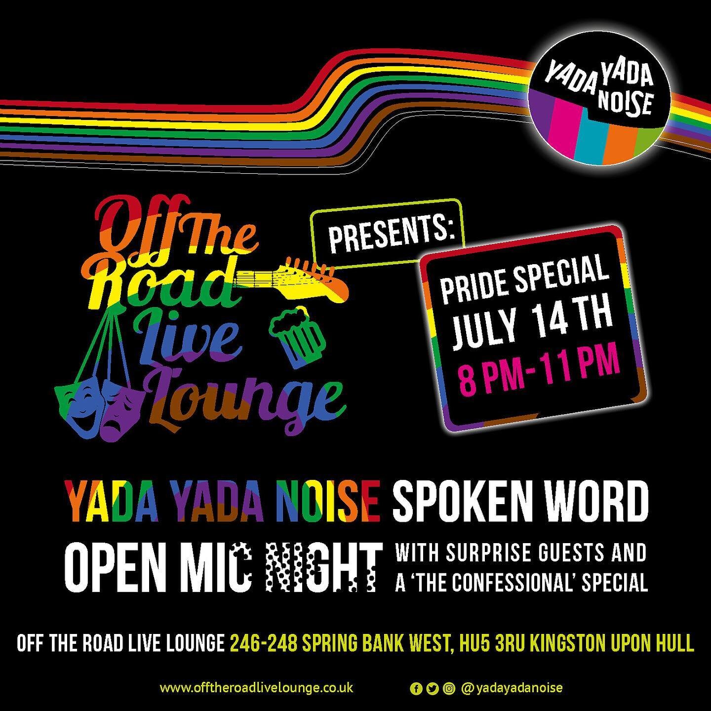 Really looking forward to seeing you all tomorrow night for our Pride Special Spoken Word Open Mic! We&rsquo;ve had great interest in this event! 🌈❤️

Turn up at 7:30pm to book your slot on the night at Off The Road - Live Lounge - first come first 