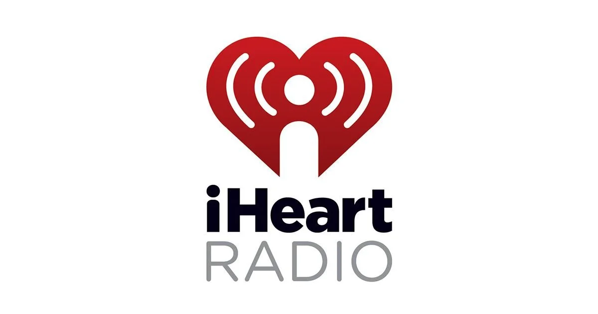 Logo of iHeartRadio featuring a red heart with radio signal waves and the words "iHeart RADIO" underneath.