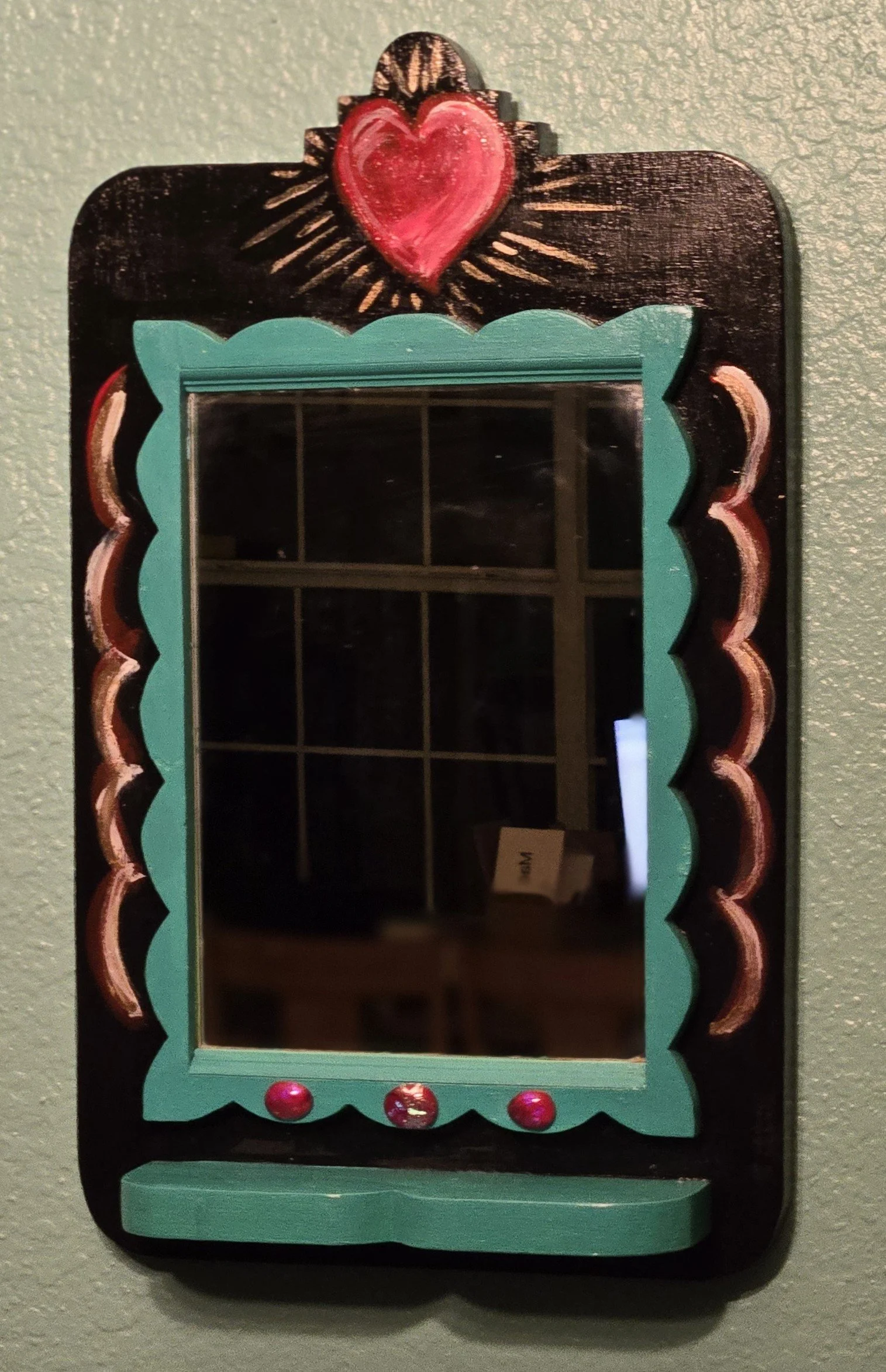 NEW!!!  Folk Art Heart Mirror
