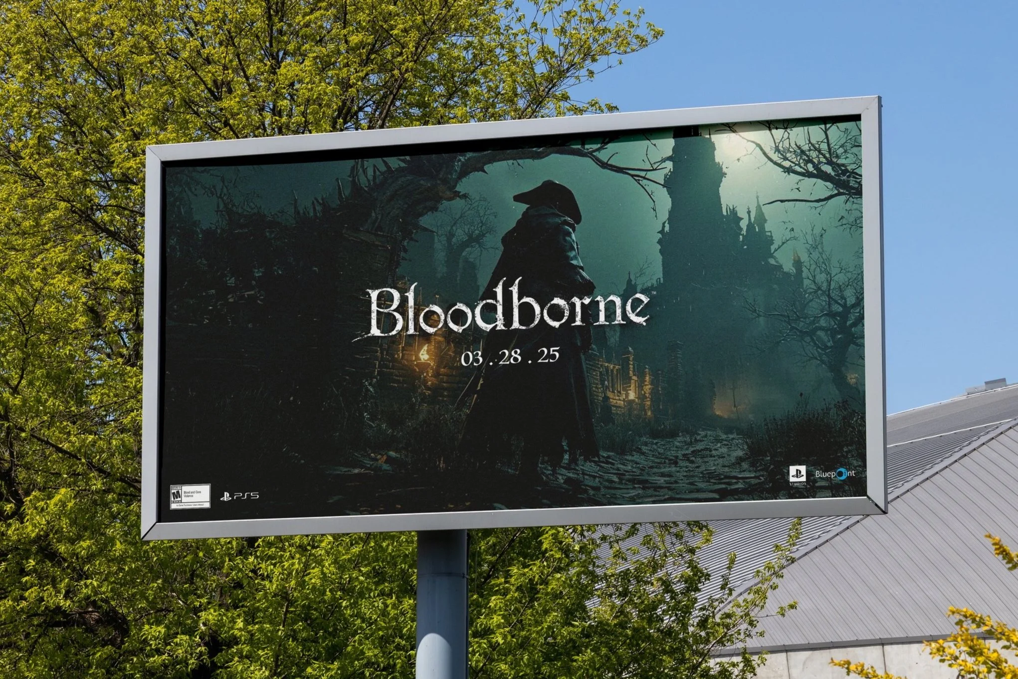 Billboard: Unofficial billboard art created via Adobe Illustrator. Representing a marketing campaign for the "Bloodborne" video game by FromSoftware, Inc.