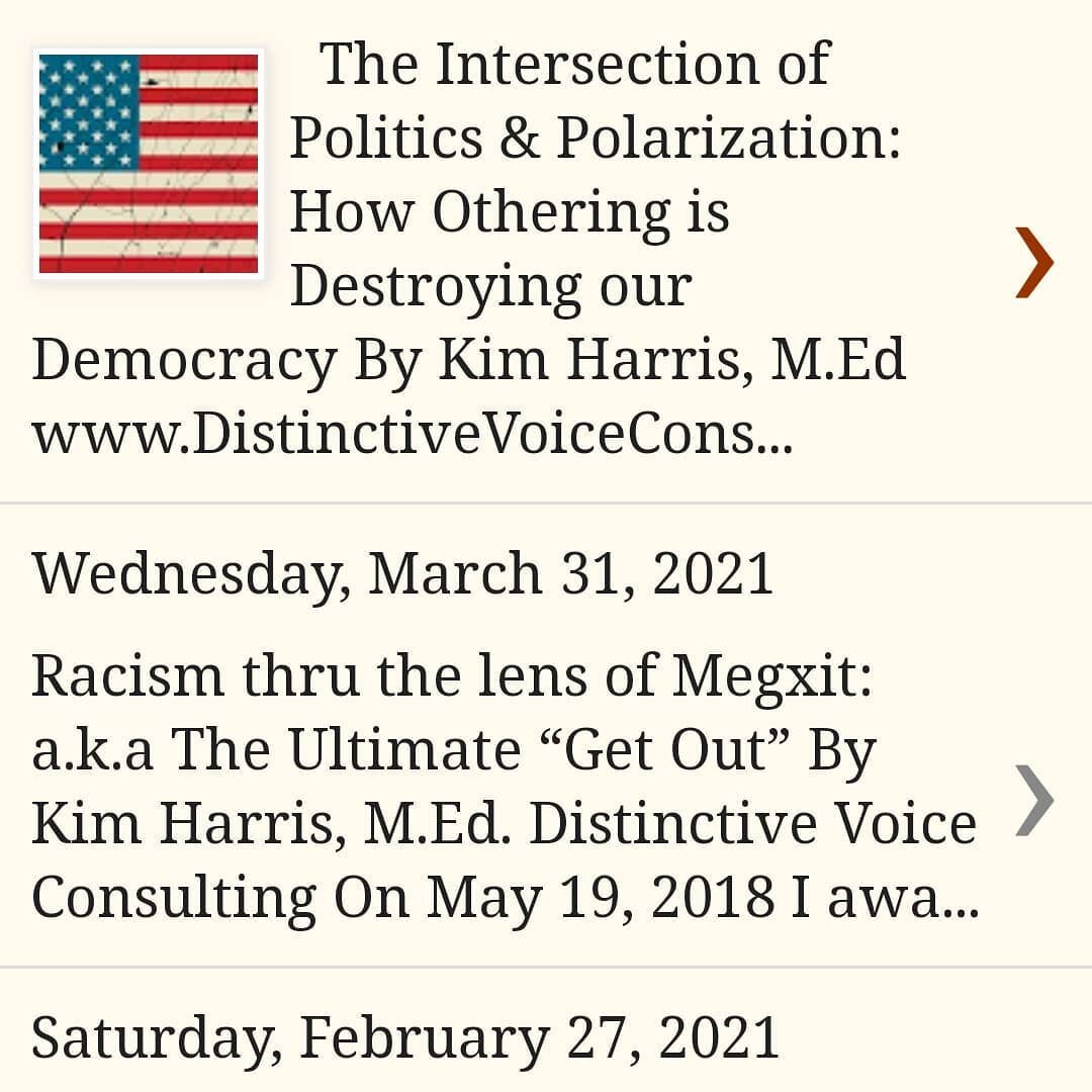 How is polarizing politics and othering destroying our democracy? To find out check out my new blog post at: distinctivevoiceconsulting.blogspot.com