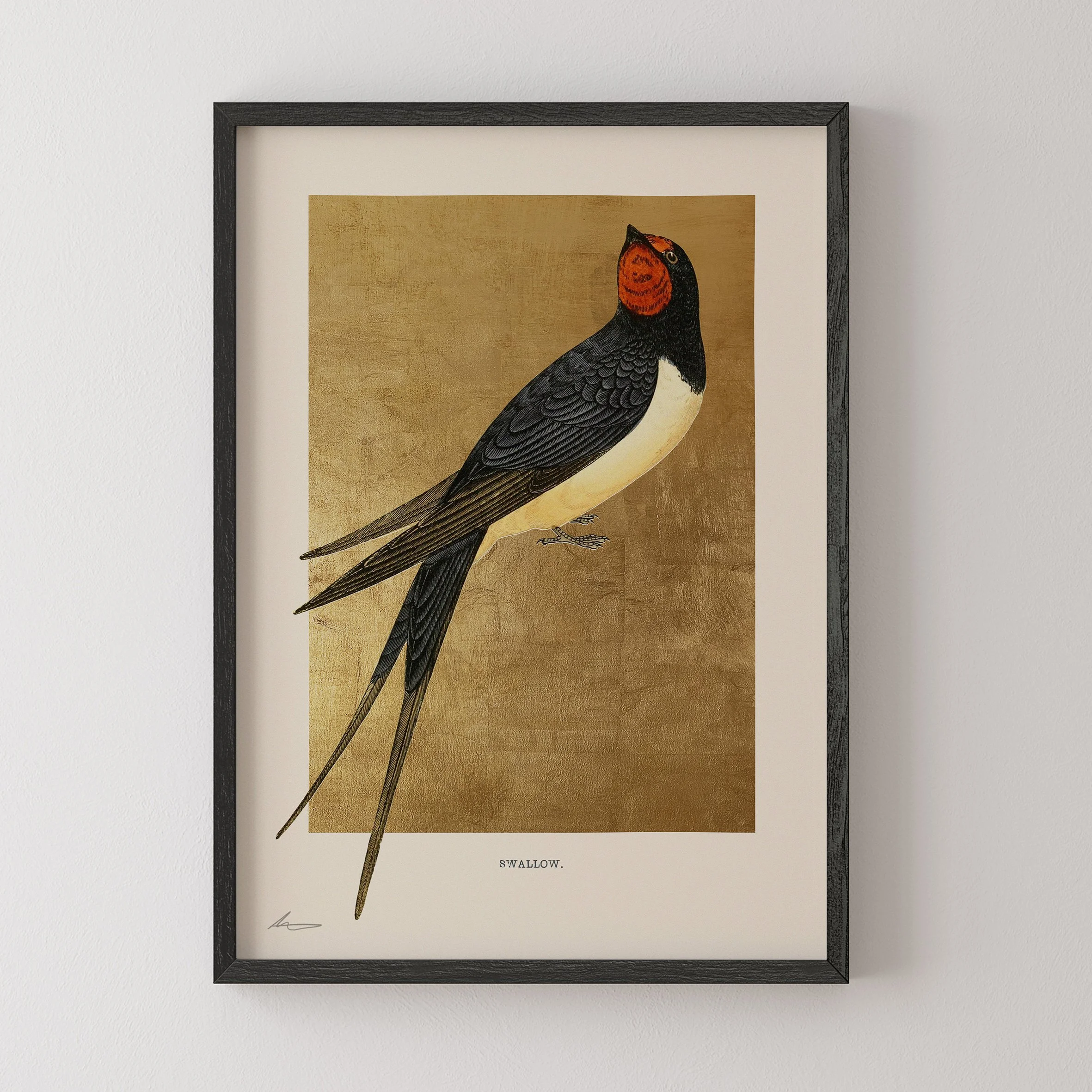 Swallow | Hand Finished Gold Leaf Print