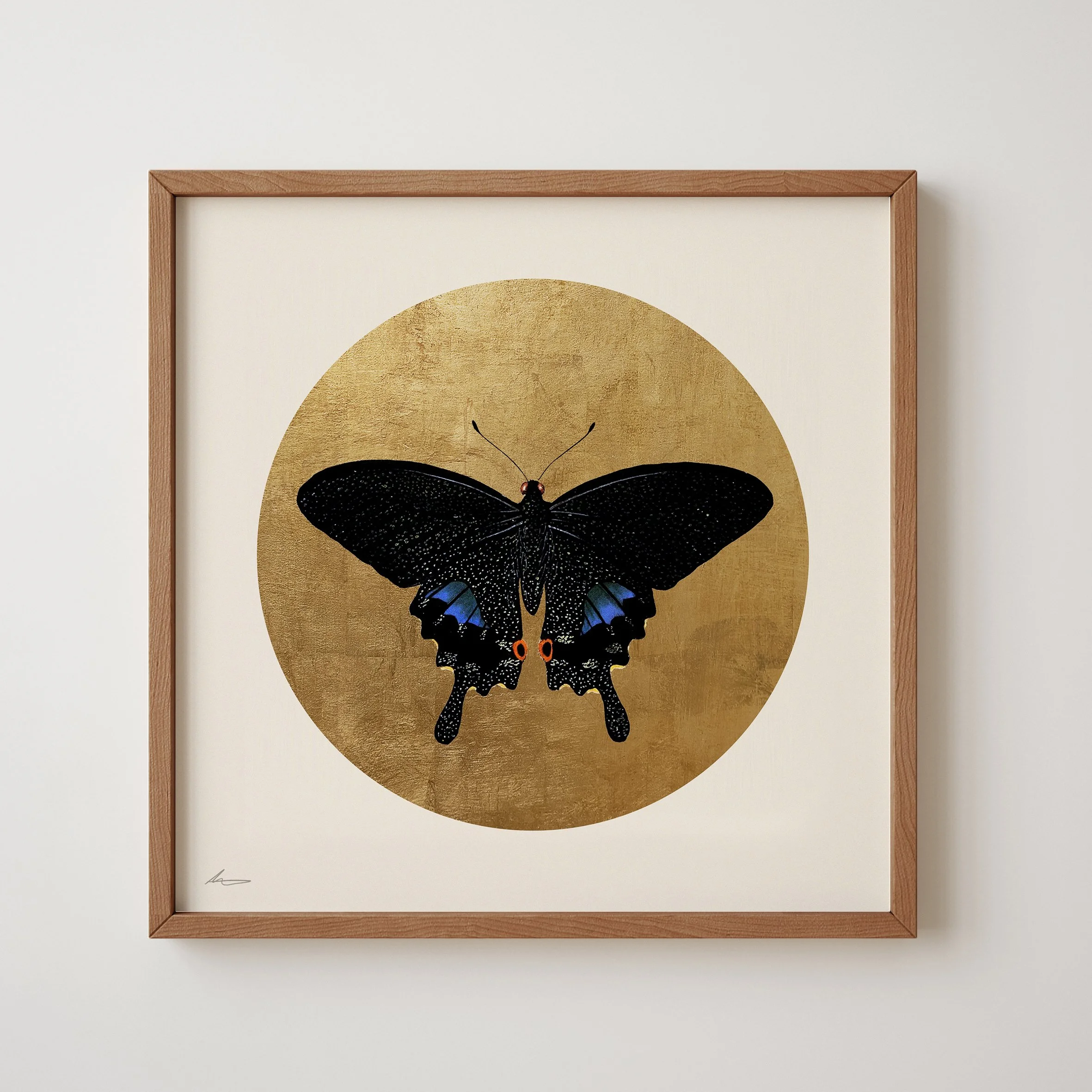 Black Butterfly Gold Leaf Giclée Print