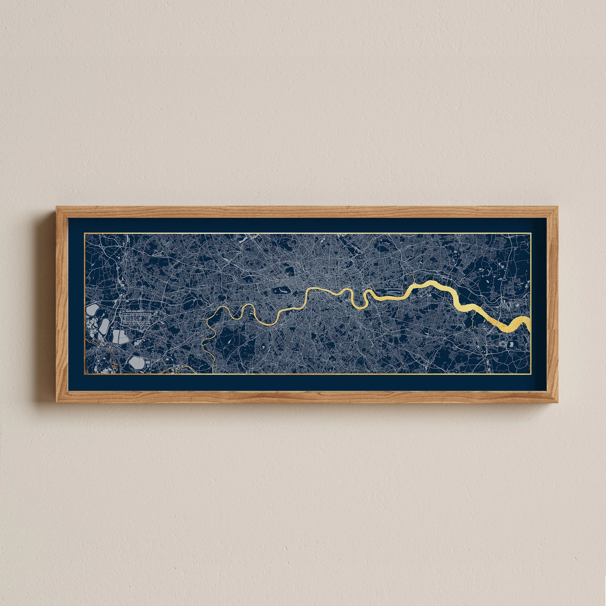 Panoramic London Map | Screen Print | Navy & Gold