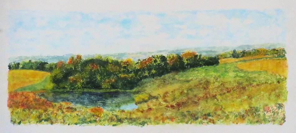 Hills with Pond - Jane A. Evans