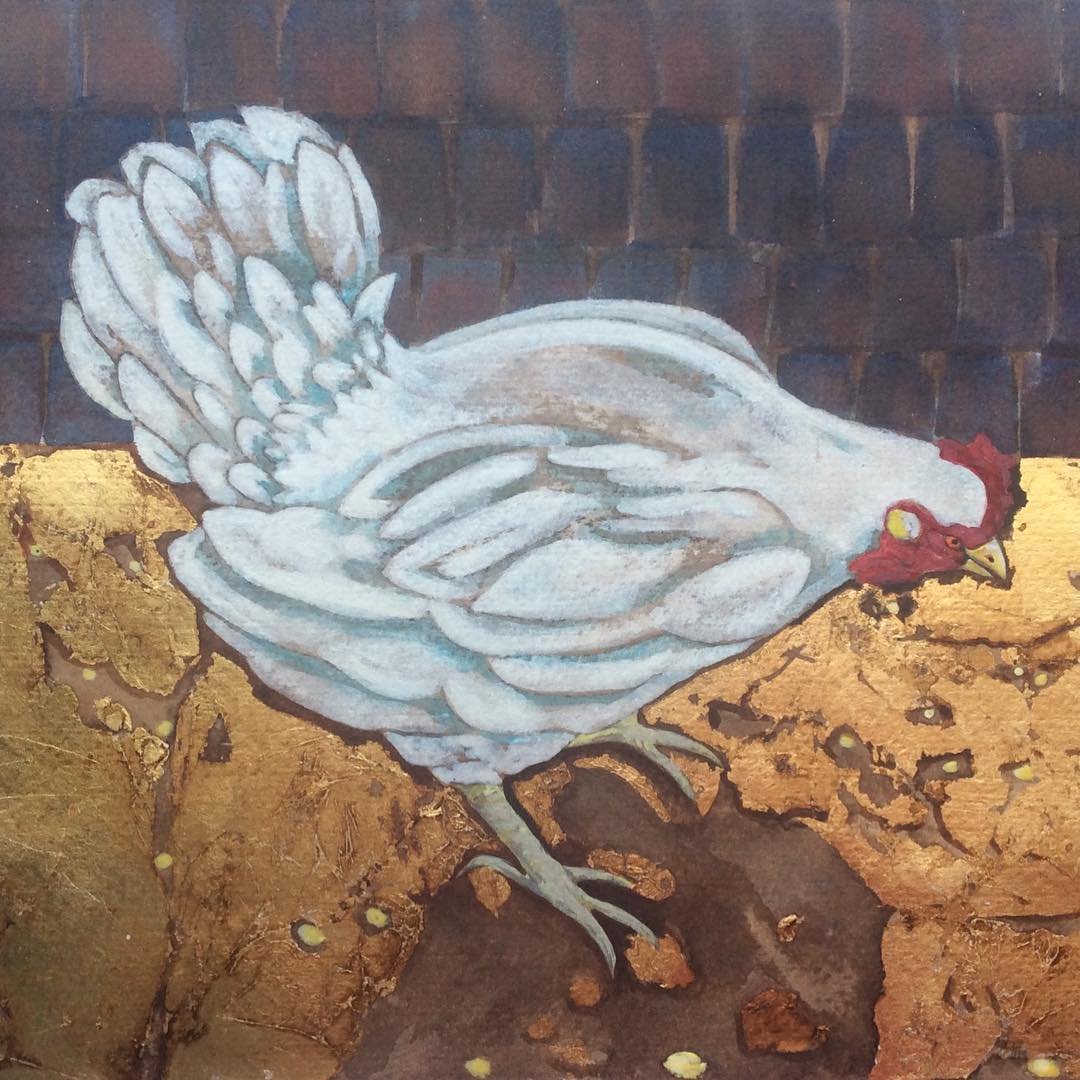 White Hen Pecking by Olivia Maney