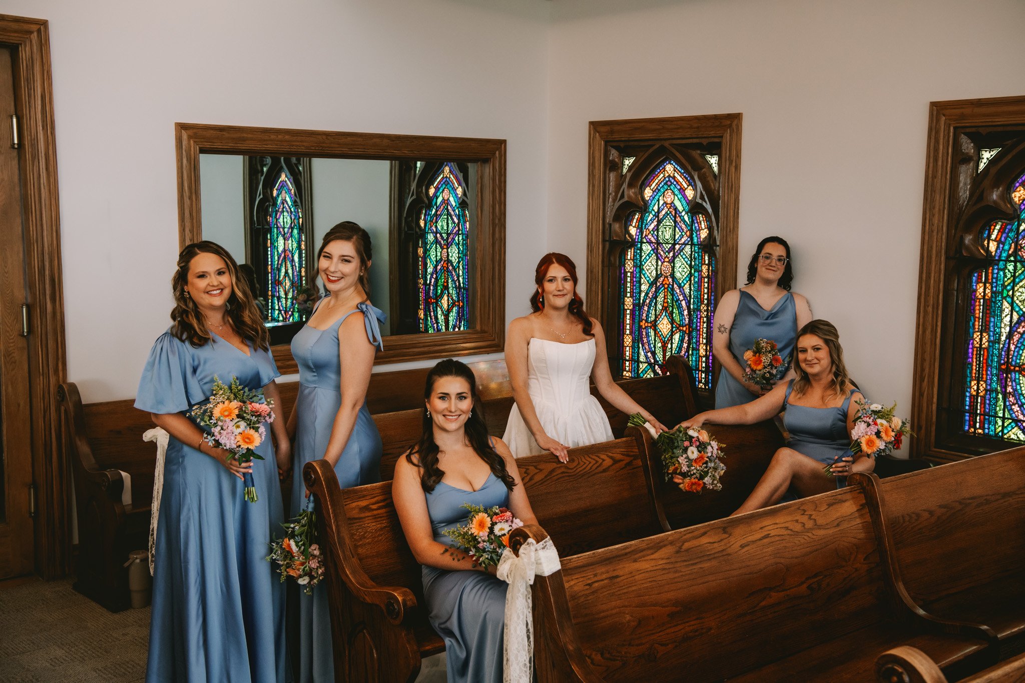 Bride and Bridesmaids at Hermann Hill Winery