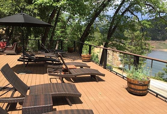  Deck with lounge chairs looking over the river 