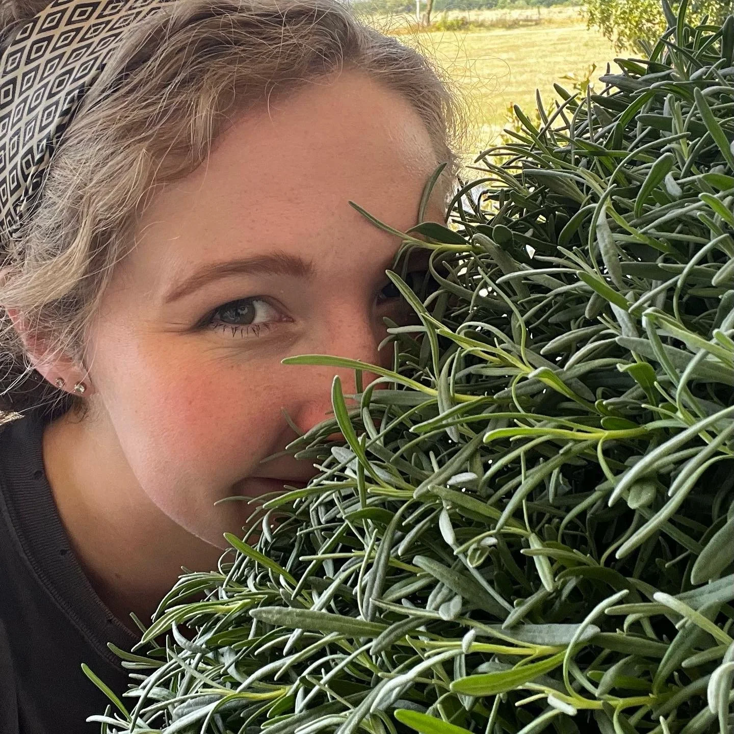 Renata with lavender plugs