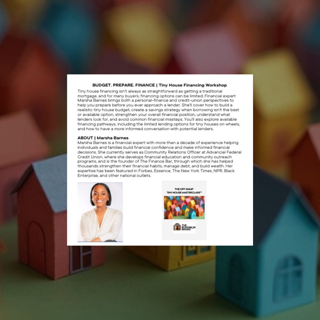 BUDGET. PREPARE. FINANCE. | Tiny House Financing Workshop