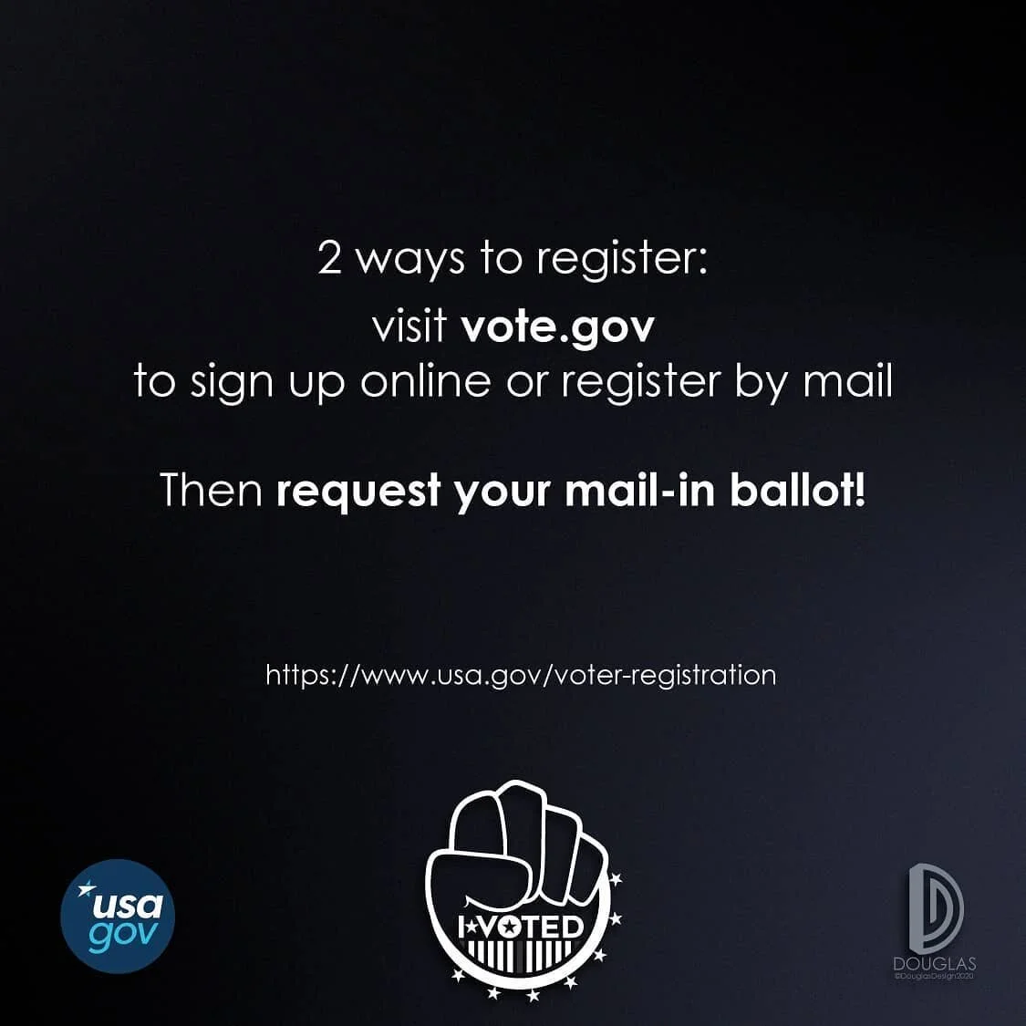 Vote Early. Know the Facts. Make it count. 
Show the world our votes still matter America. 
Get registered. Get your ballot. Get informed. 
@usagov #vote #2020election #supportlocal #sandiego #denver #columbusohio #usa #voteforchange #votehimout #bla