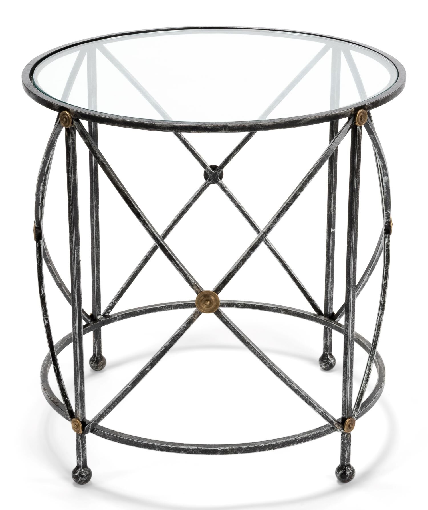  - Drum & Fife accent table, glass and metal
