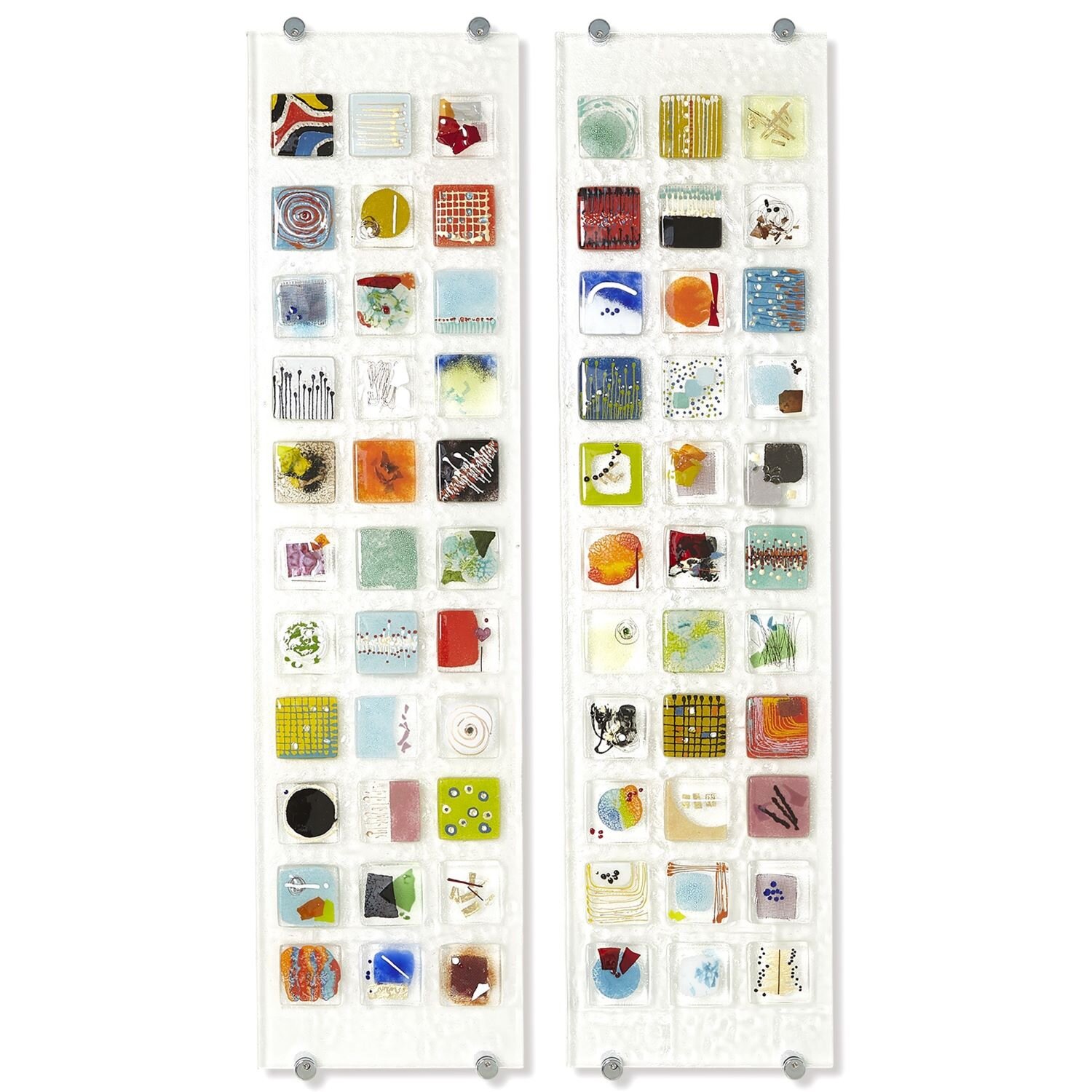 Art glass wall panels, 33 tiles each, no two are alike, made in Portugal, Global Views. 