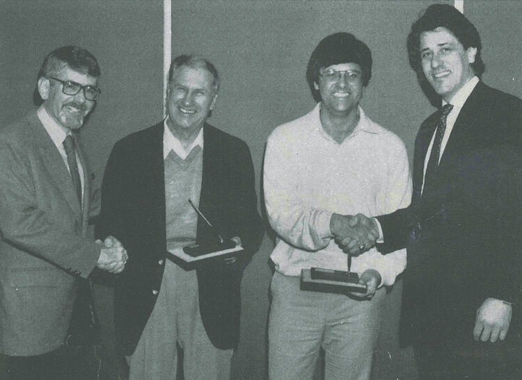 Maricich, right, honoring top reps during his Flexsteel days