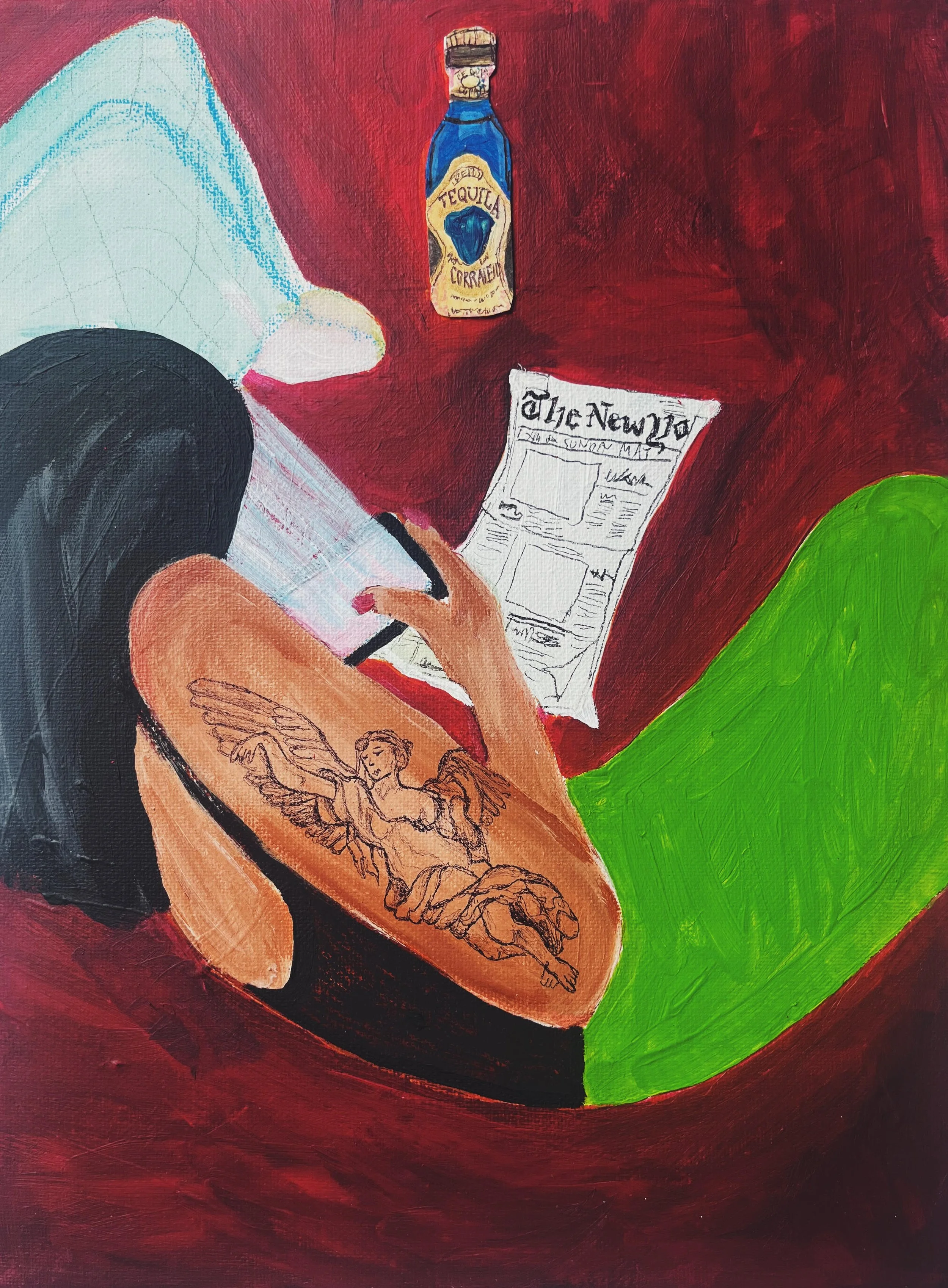 In Gentle Captivation, 2025, Mixed Media on Canvas, 12'' x 9''