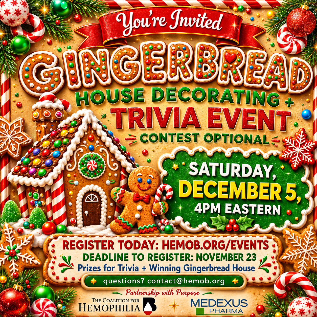 Gingerbread House Decorating + Trivia Night 