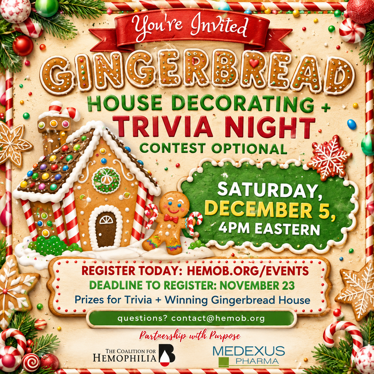 Gingerbread House Decorating + Trivia Night 