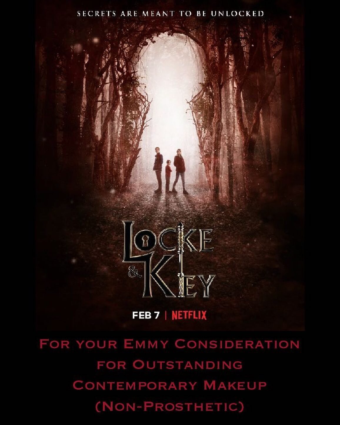 We are so proud to be a part of the @lockeandkeynetflix family.
&bull;
@linda.preston_
@thebrownartist
@taylorbyersmakeup
&bull;
Please consider our show for &ldquo;Outstanding Contemporary Makeup (Non Prosthetic)&rdquo; for your 2020 Nominations!
&b