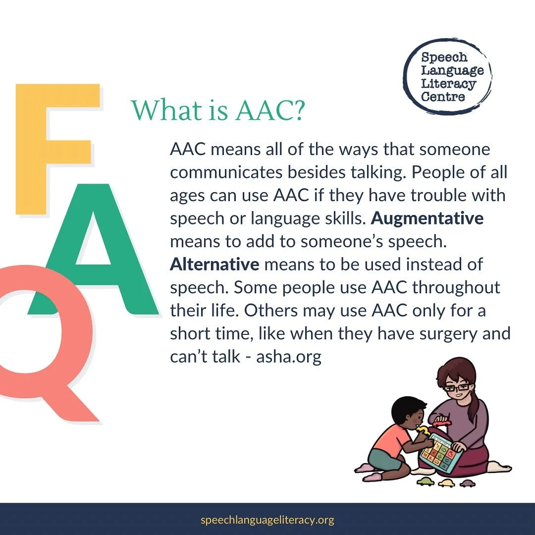 💬 October is AAC Awareness Month!

Augmentative and Alternative Communication (AAC) helps people who have difficulty speaking express themselves &mdash; whether through communication devices, picture boards, sign language, or other tools. 🌟

AAC is