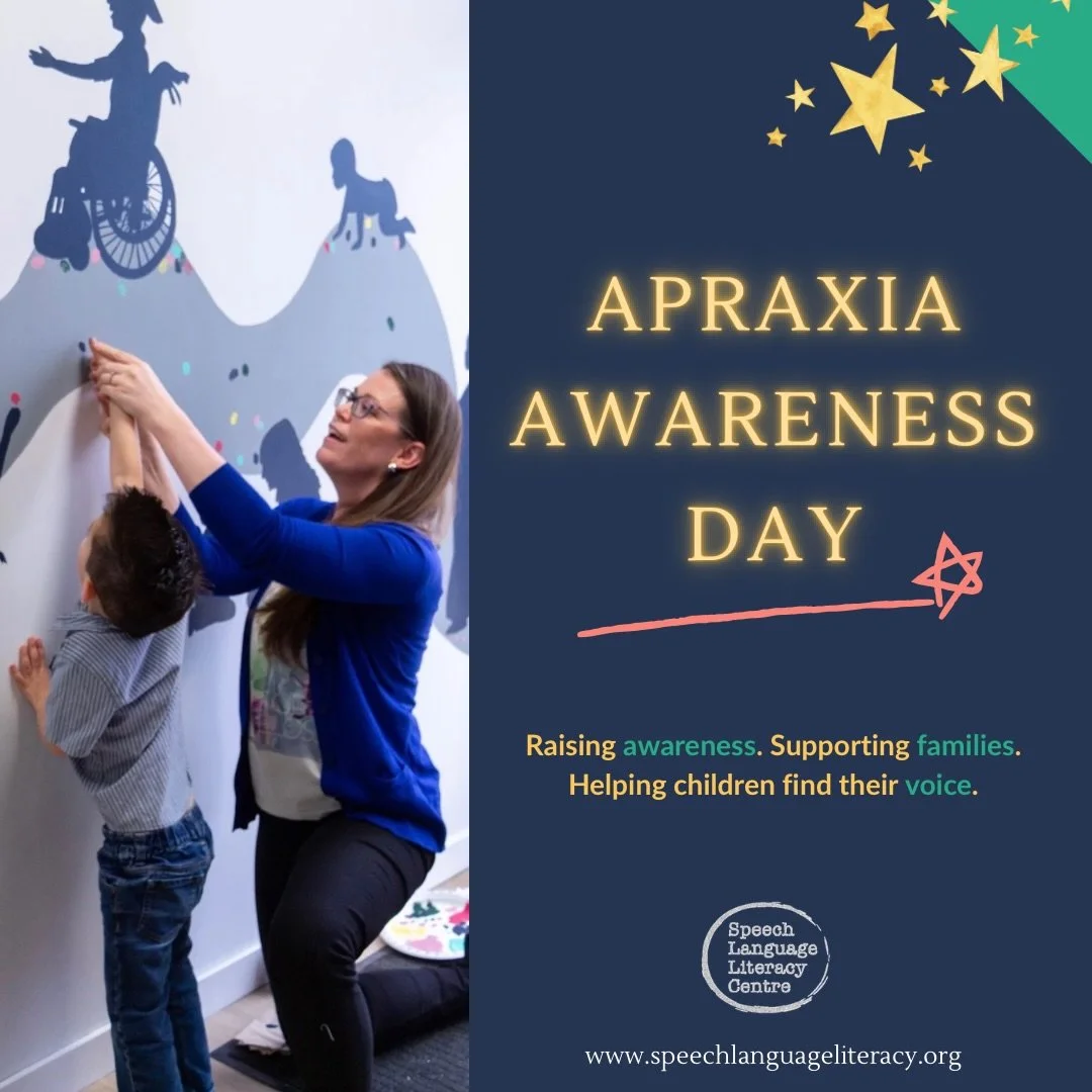💙 MAY 14 &bull; APRAXIA AWARENESS DAY 💙 

Today we wear blue to help raise awareness for childhood apraxia of speech, support families, and help children find their voice.

At SLLC, we are proud to have:

💙 An SLP recognized for advanced practice 