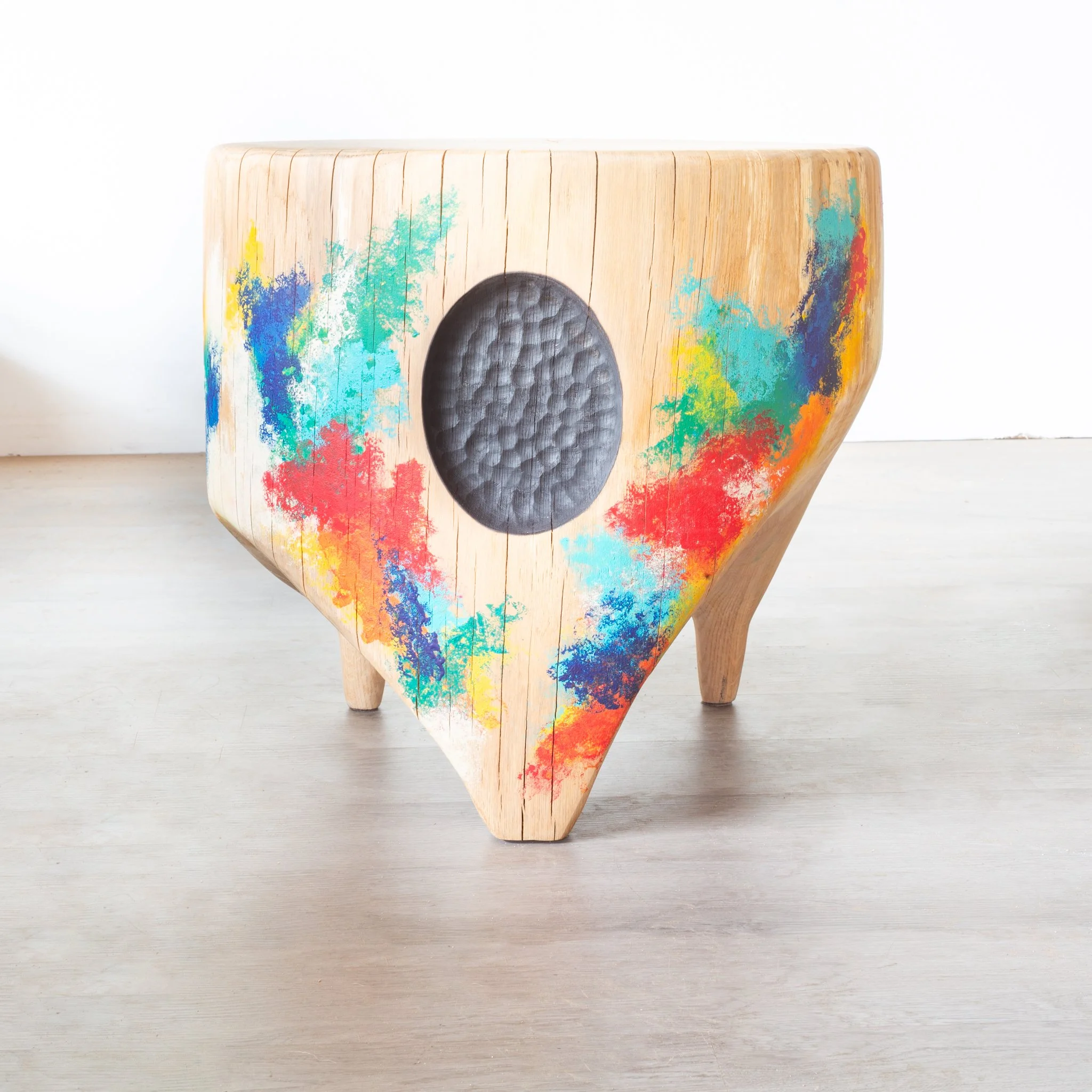 HAND PAINTED WHITE OAK SIDE TABLE 1