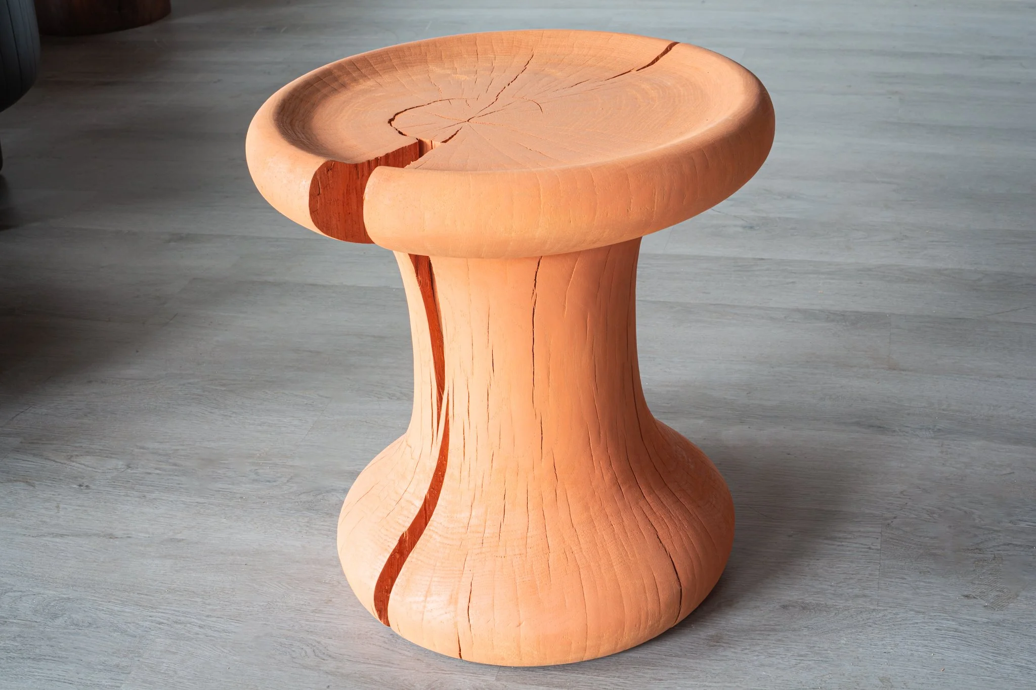 white oak side table in terra cotta stain