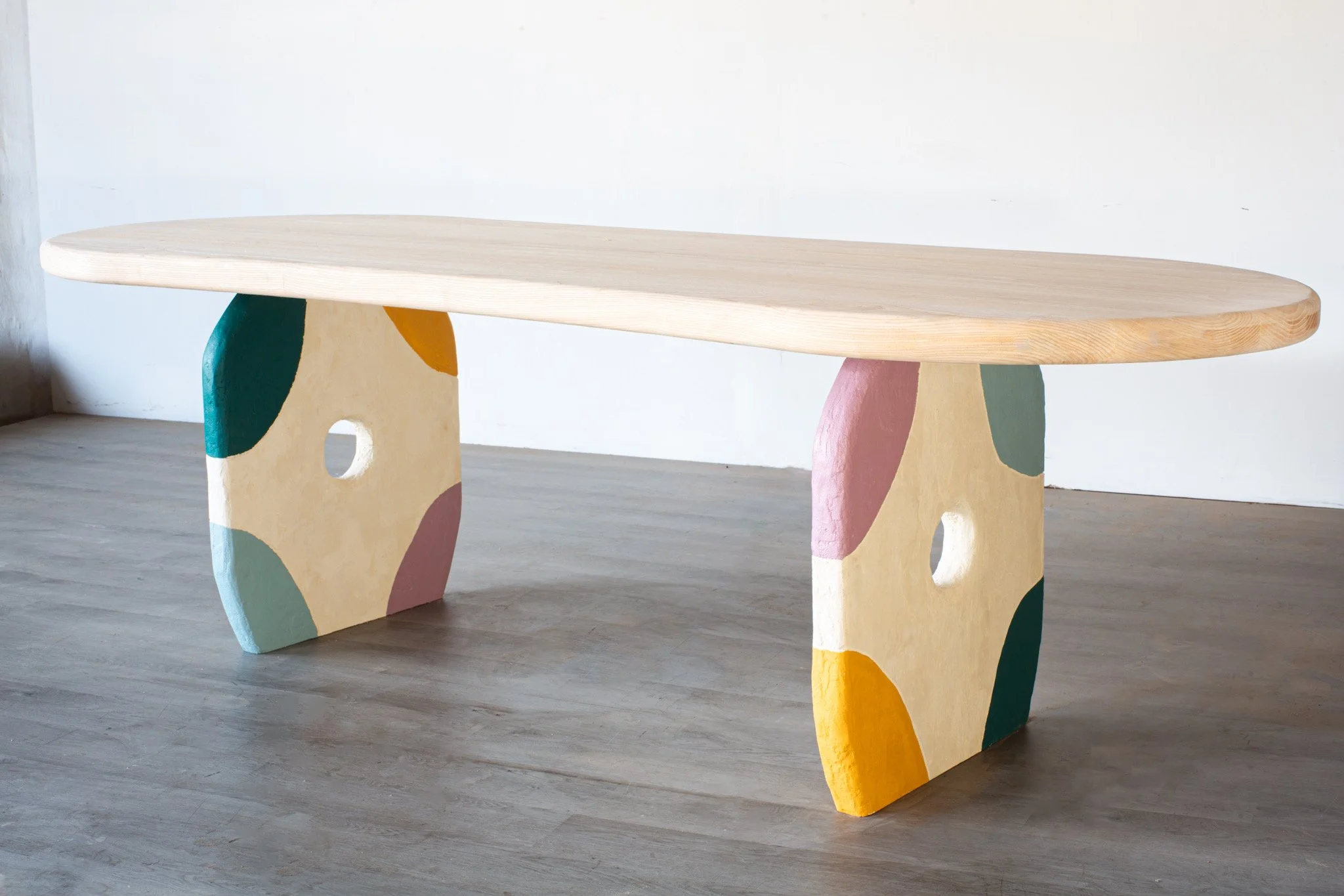 Ash and micro cement base dining table