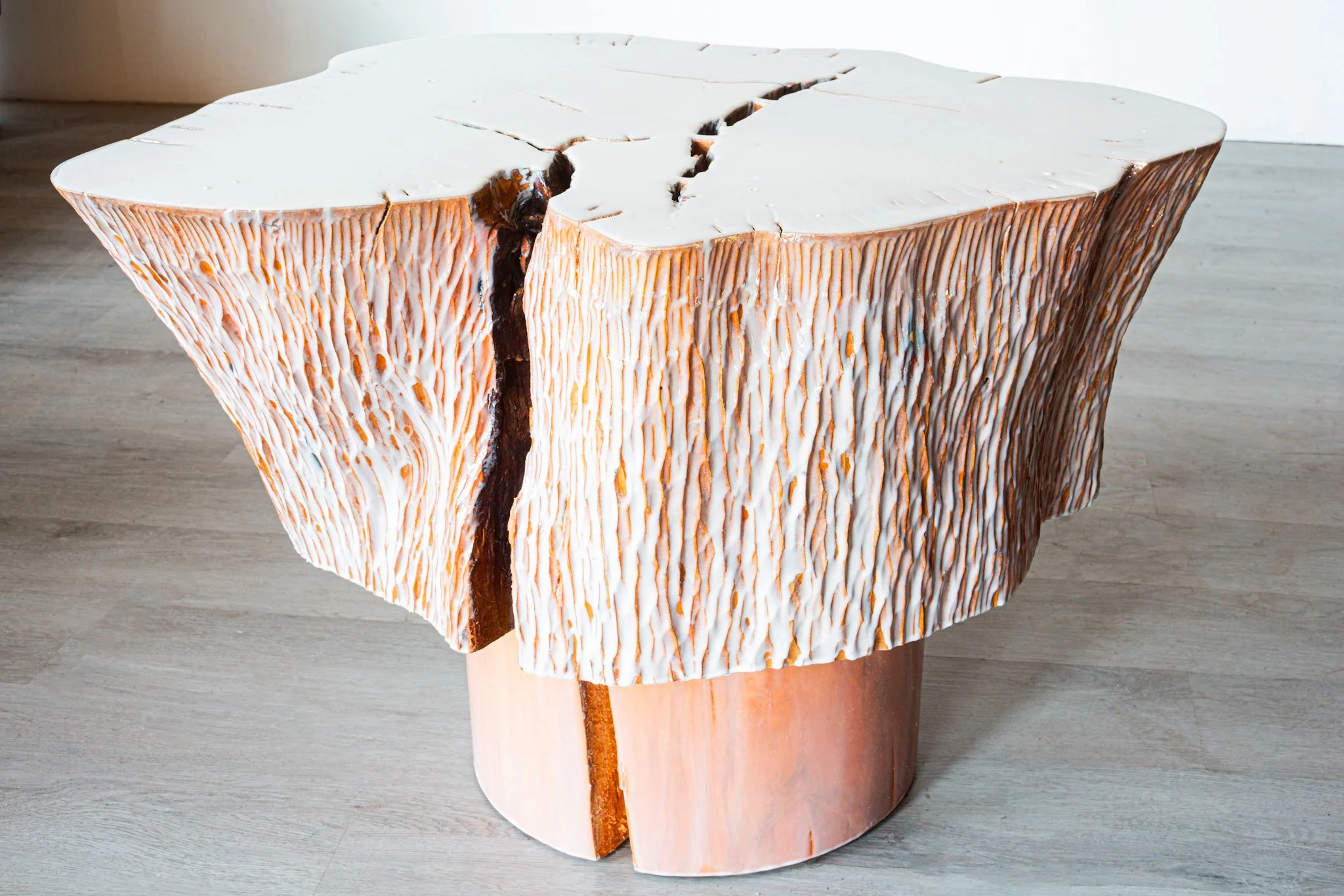 RESIN COVERED CHERRY BLOSSOM SIDE TABLE