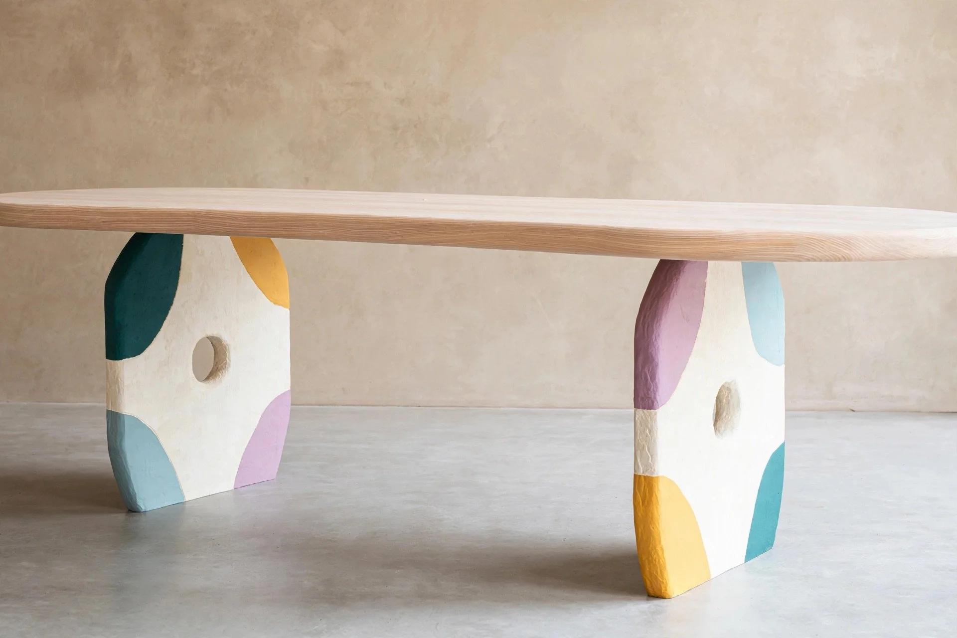 Hand painted micro cement base with natural ash top