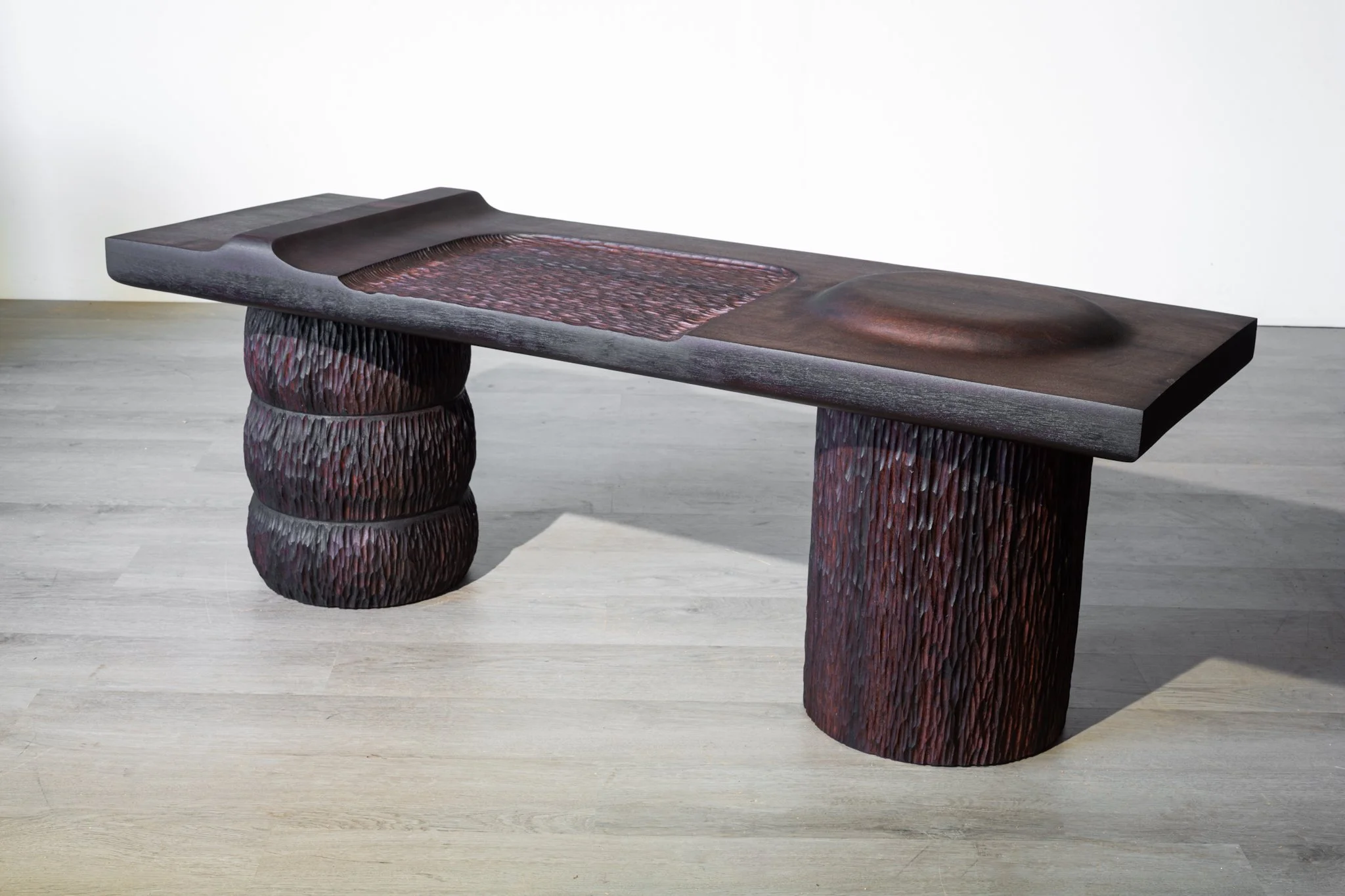 FUMED MAHOGANY BENCH