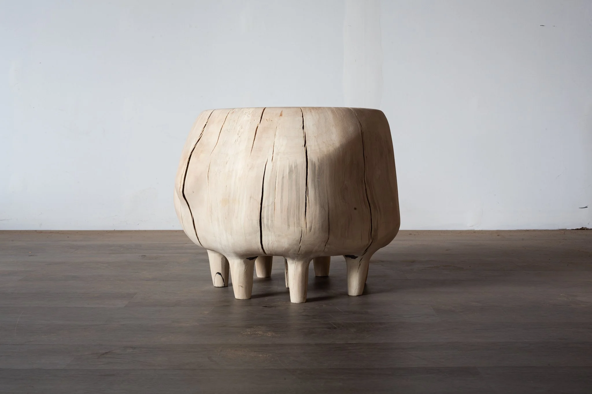 Bleached maple stool / side table