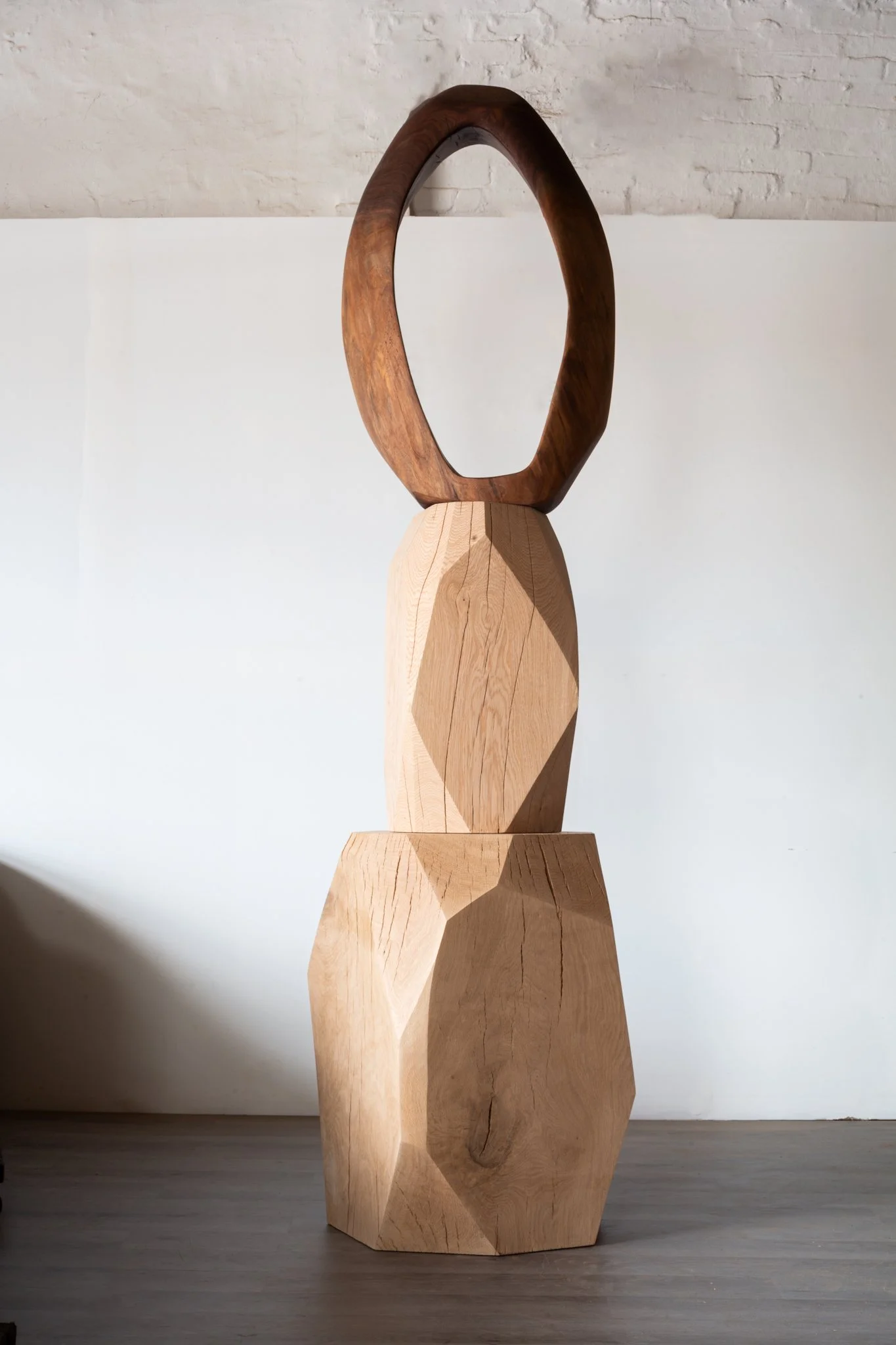 WHITE OAK AND WALNUT SCULPTURE
