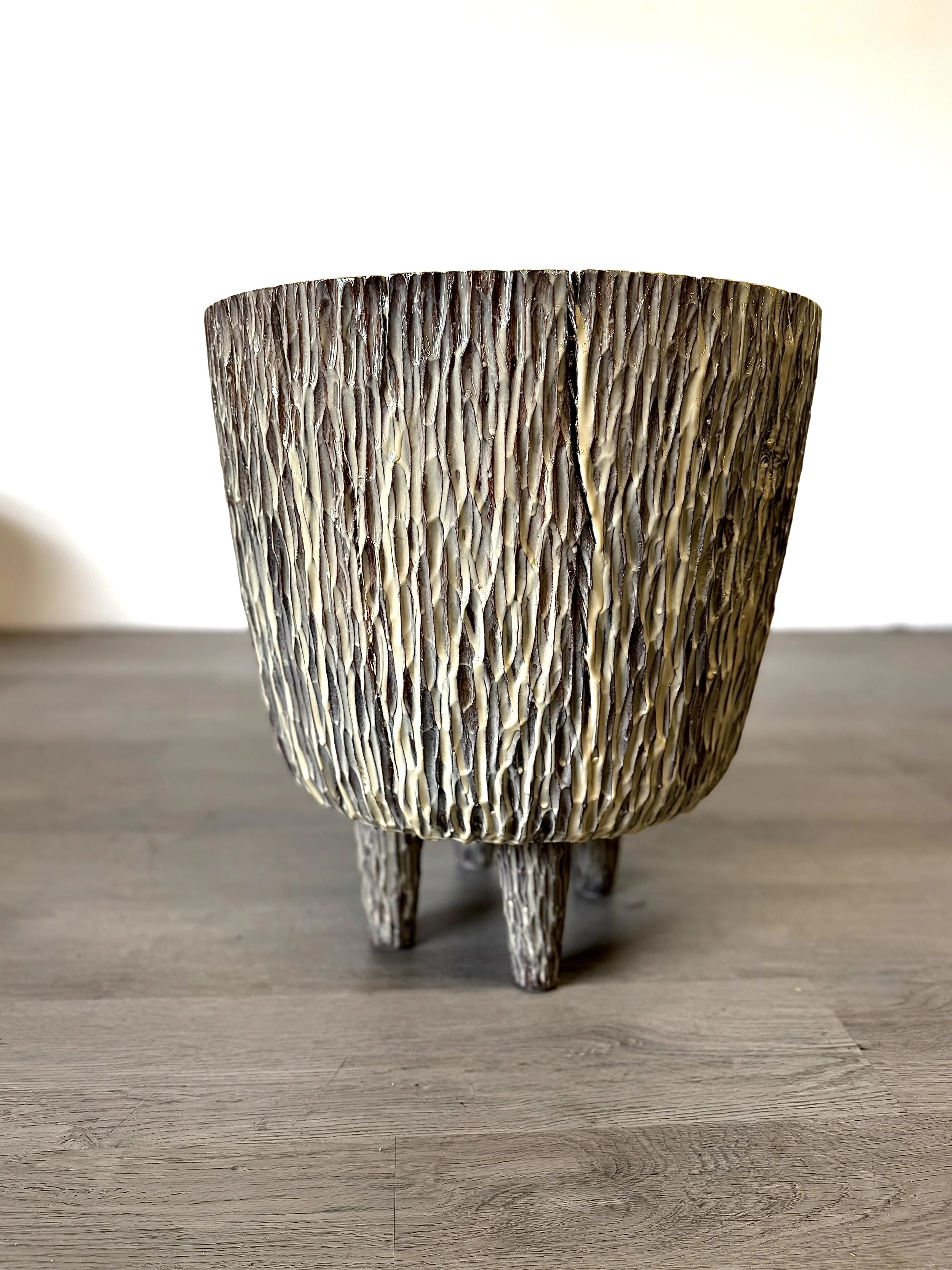 Black walnut side table with poured resin